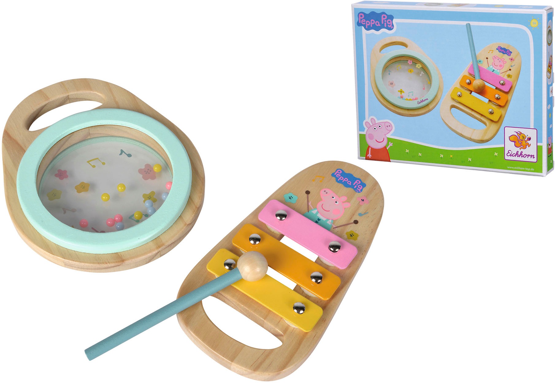 Eichhorn Spielzeug-Musikinstrument »Peppa Pig Holz-Musikset, 2-tlg.«, (Set, 2 tlg.)