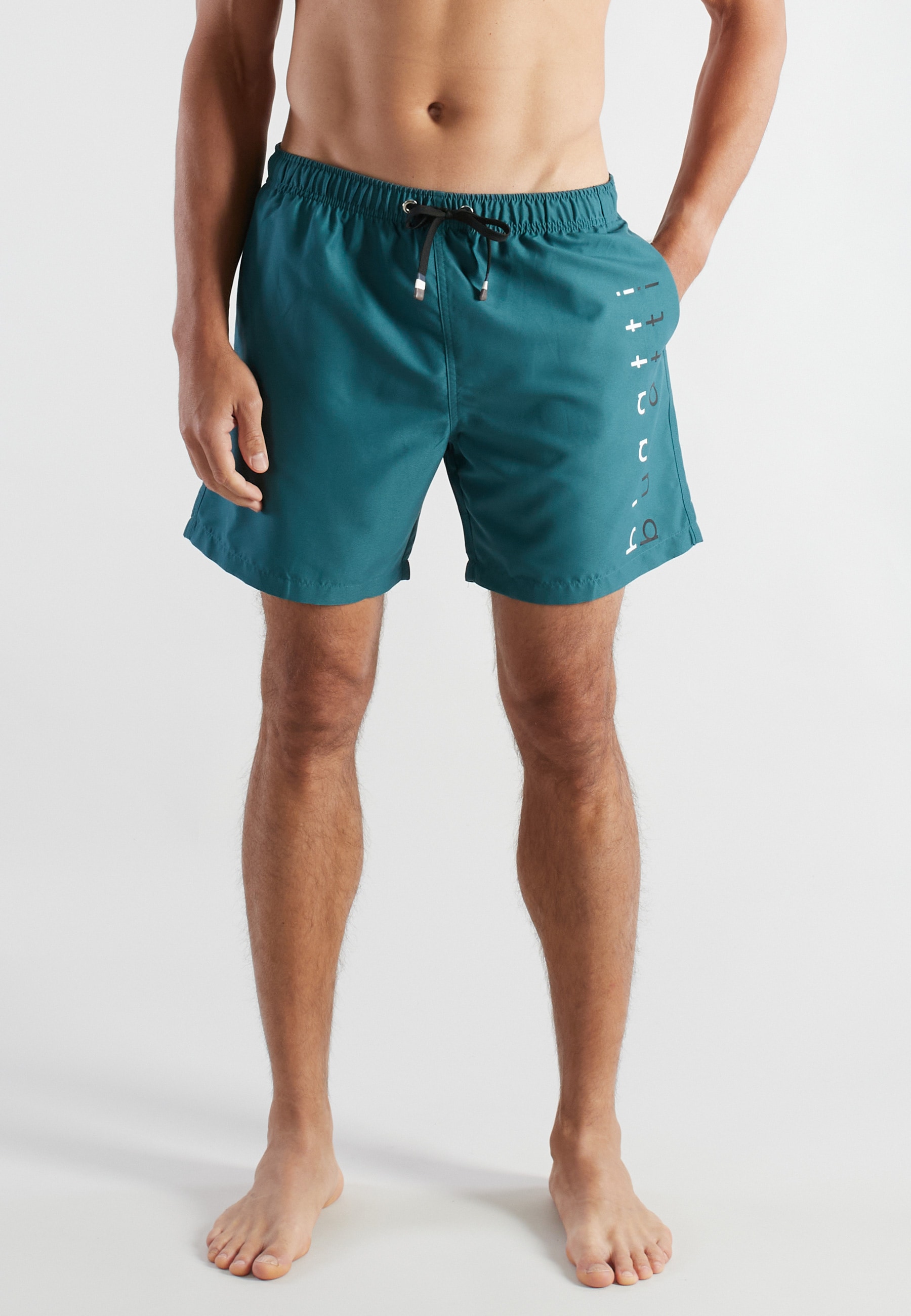 bugatti Badeshorts basic, mit Logo, mit Kordelzug, bequem