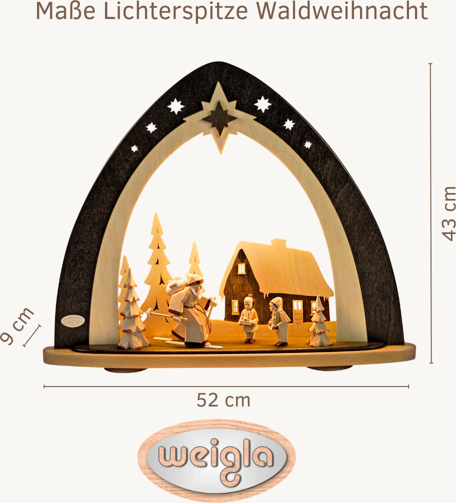 Weigla Lichterbogen »LED Waldweihnacht,handgeschnitzter Figuren,Schwibbogen,Made in Germany« 1 Stk. Erzgebirge garantiert, Weihnachtsdeko Innen, Weihnachtsbeleuchtung
