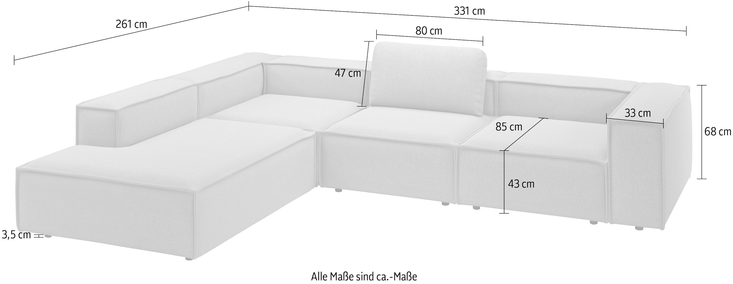 Places of Style Ecksofa »Watertown moderne L-Form«, Breite 311 cm