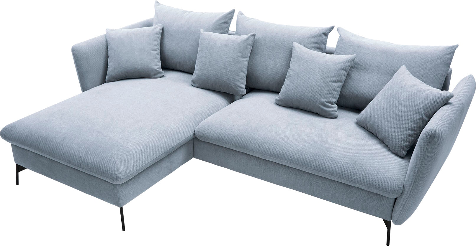 OTTO home Ecksofa »LIVORNO,258 cm, L-Form,« Schlaffunktion u. Bettkasten (139/224cm), Samt, Struktur, Webstoff