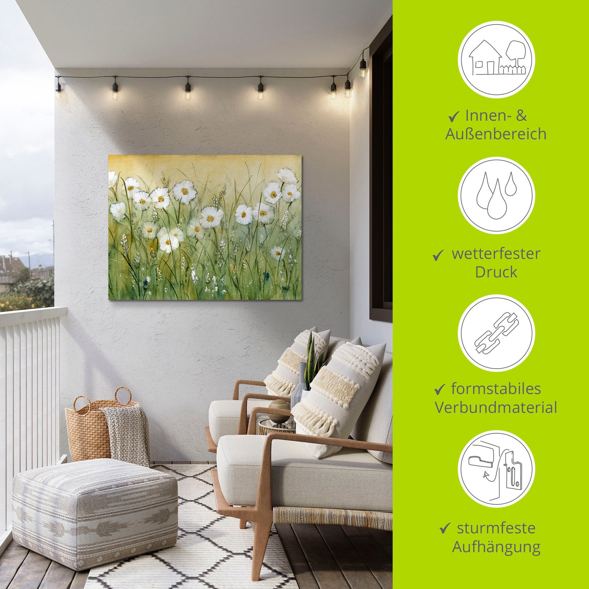 Artland Wandbild »Gänseblümchenfrühling II«, Blumen, (1 St.), als Alubild, Outdoorbild, Leinwandbild, Poster, Wandaufkleber