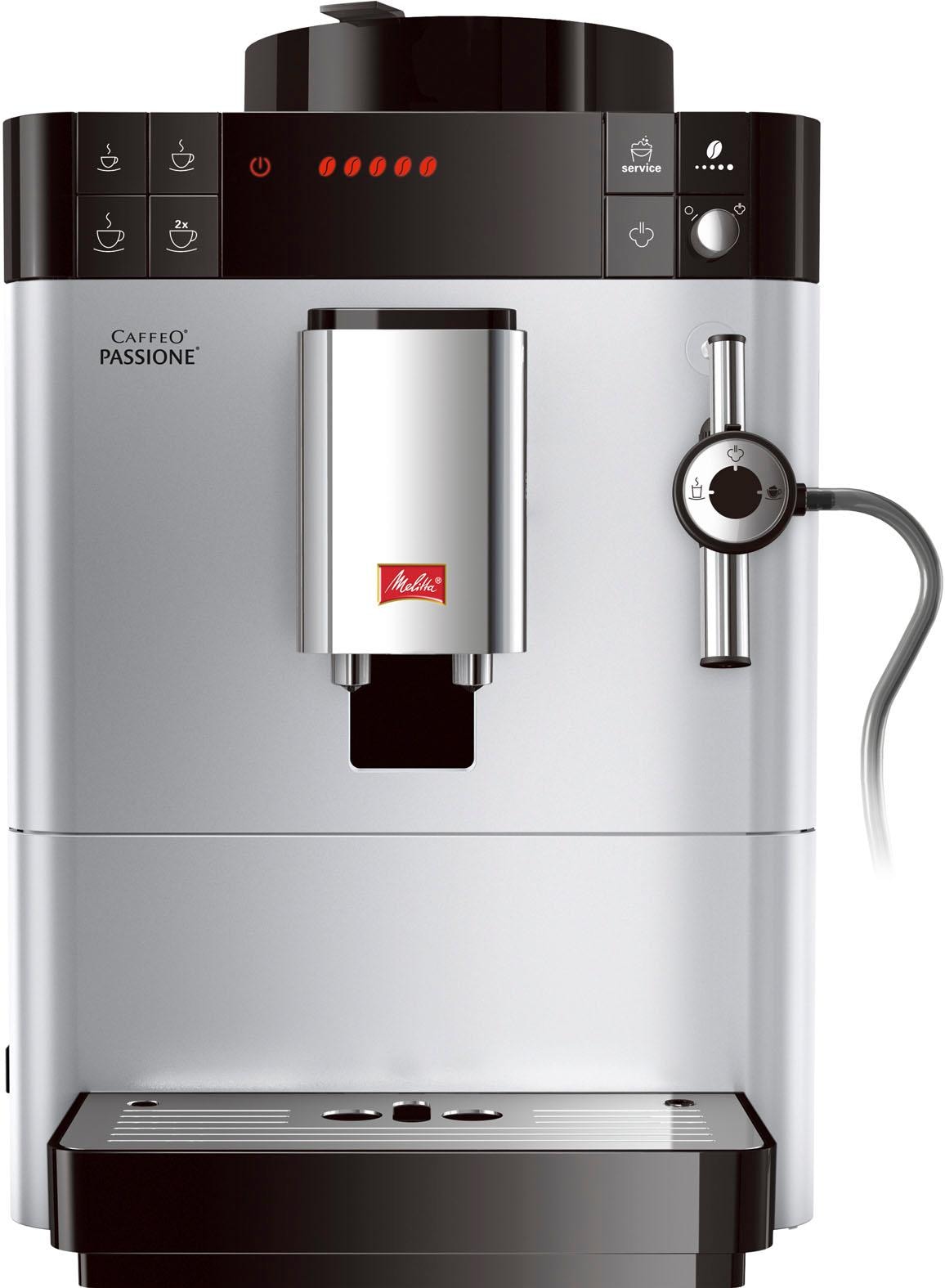 Melitta Kaffeevollautomat »Passione® One Touch F53/1-101, silber«, Tassengenau frisch gemahlen, Service-Taste für Entkalkung & Reinigung