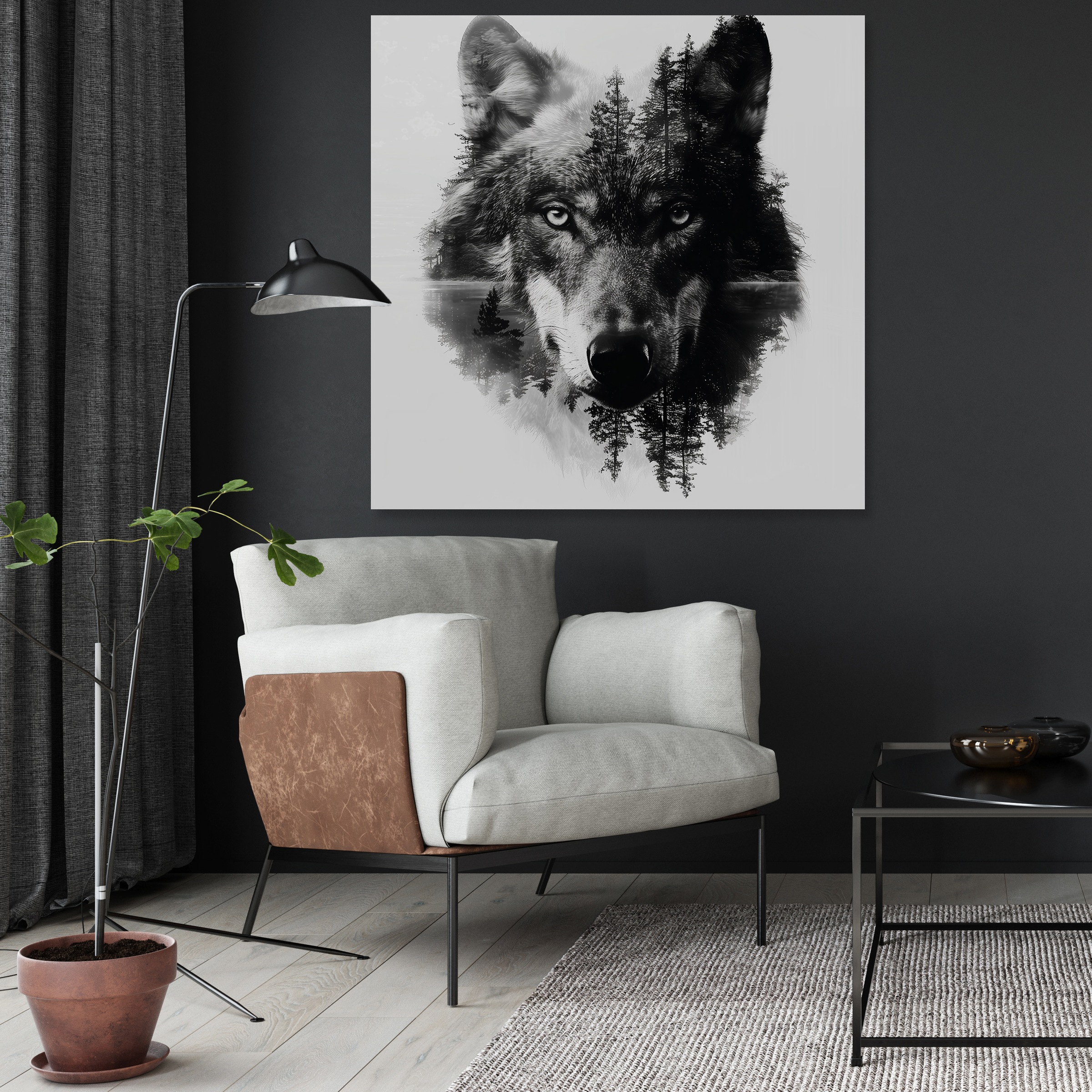 queence Acrylglasbild »Wolfsgesicht«, Baumbilder-Bäume-Gesicht-Kunst-Landsc günstig online kaufen