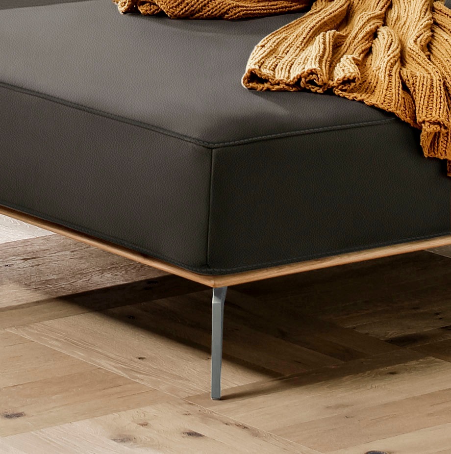 W.SCHILLIG Ecksofa »run, Designsofa mit tollem Sitzkomfort, bequem, L-Form«, mit elegantem Holzsockel, Füße in Silber matt, Breite 279 cm