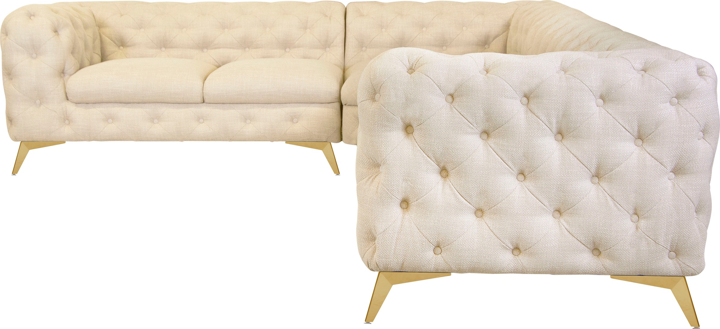 Leonique Chesterfield-Sofa »Ecksofa GLYNIS L-Form mit Wellenunterfederung, günstig online kaufen
