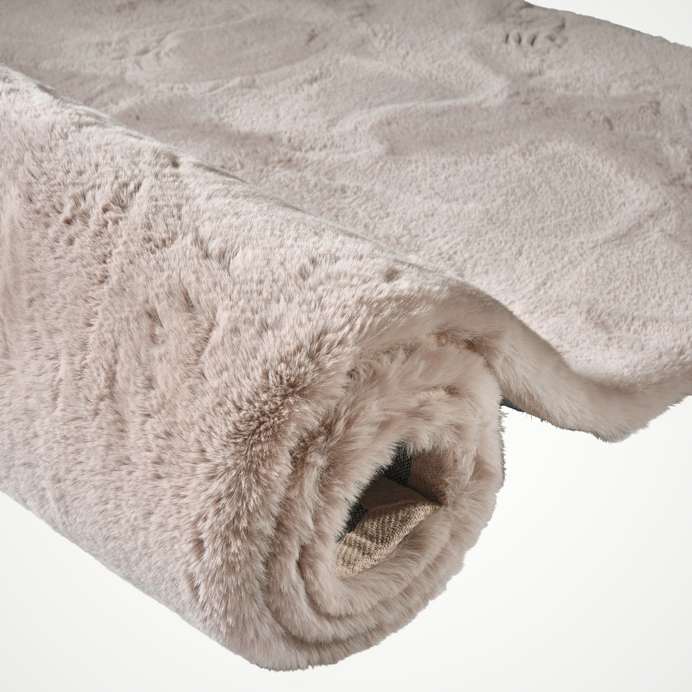 Dekowe Fellteppich »Roger Deluxe«, rund, 33 mm Höhe, Kunstfell, Kaninchenfell-Haptik, weicher Hochflor