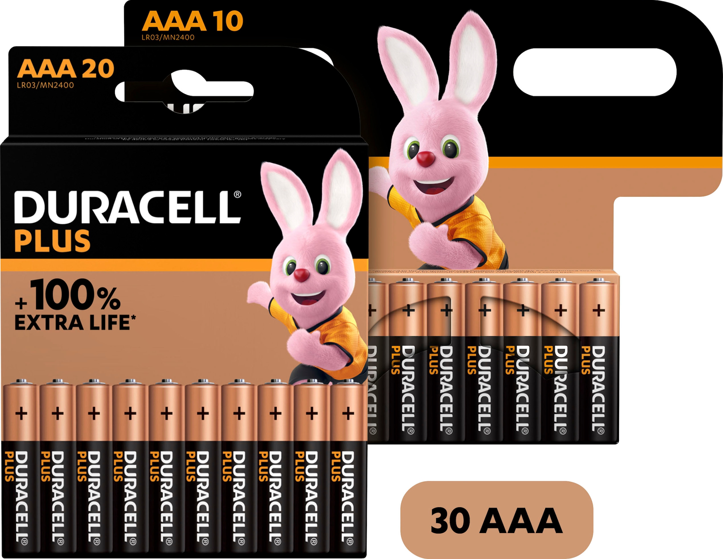 Duracell Batterie »20+10 Pack: 30x Micro/AAA/LR03«, LR03, 1,5 V, (Packung, 30 St., Alkaline Batterie, 30 Stück), 1,5V