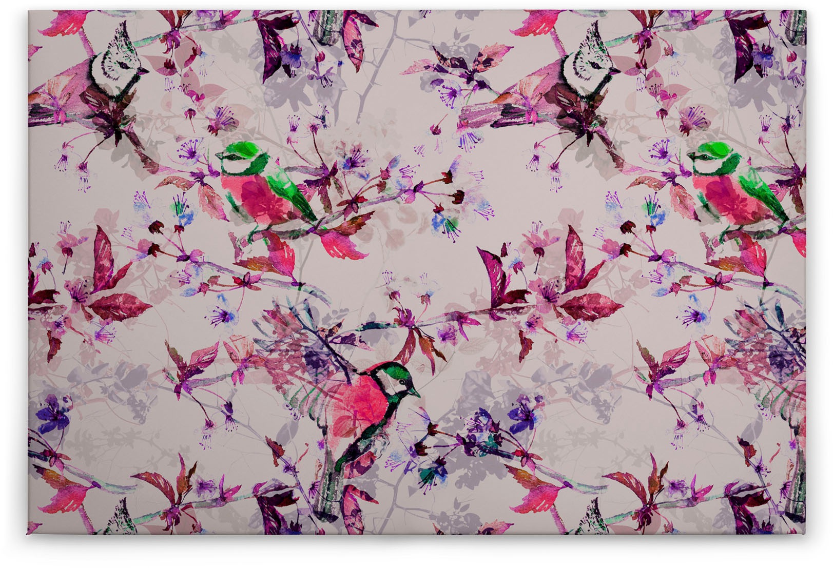A.S. Création Leinwandbild »songbirds«, Kunst-Vögel-Kinder, (1 St.), Keilrahmen Bild Floral Leinwand-Bild Wohnzimmer modern Wandbild Kinder