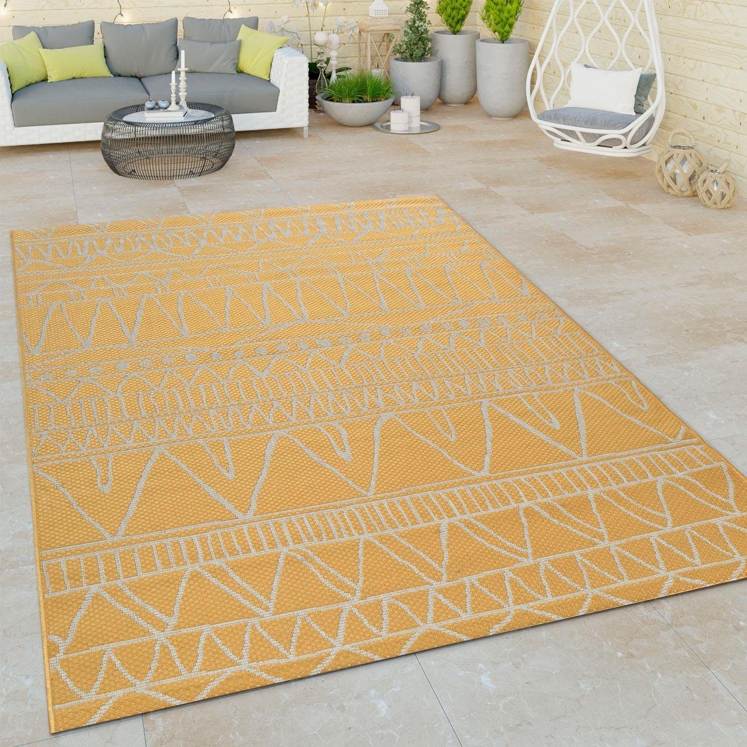 Paco Home Teppich »Illusion 321«, rechteckig, Rechnung bestellen geeignet, modernes und In- auf Flachgewebe, UV-beständig Outdoor Design