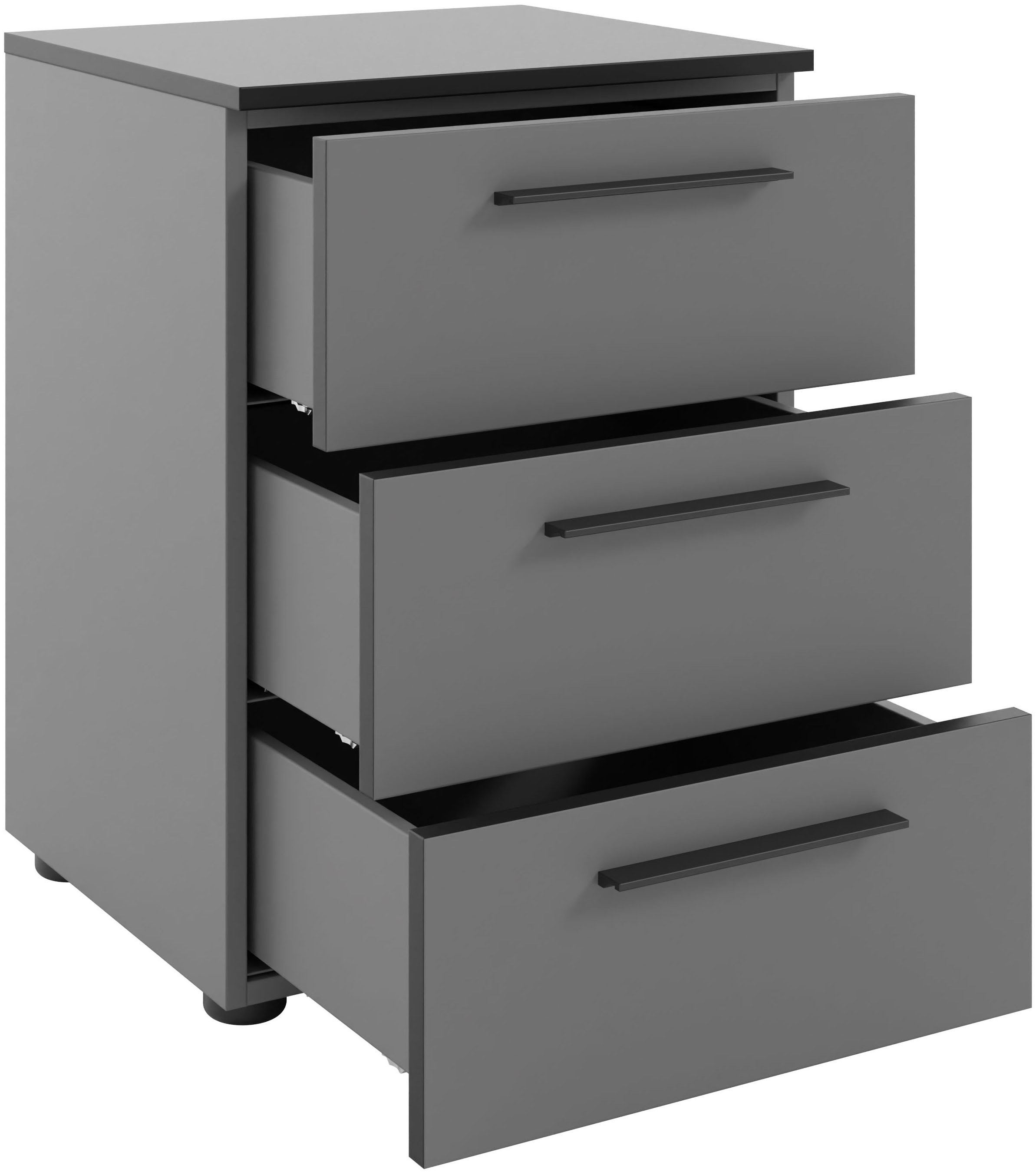 Manjana Möbel Nachtkommode »Nachtkommode mit Schwarz matten Metallgriffen«