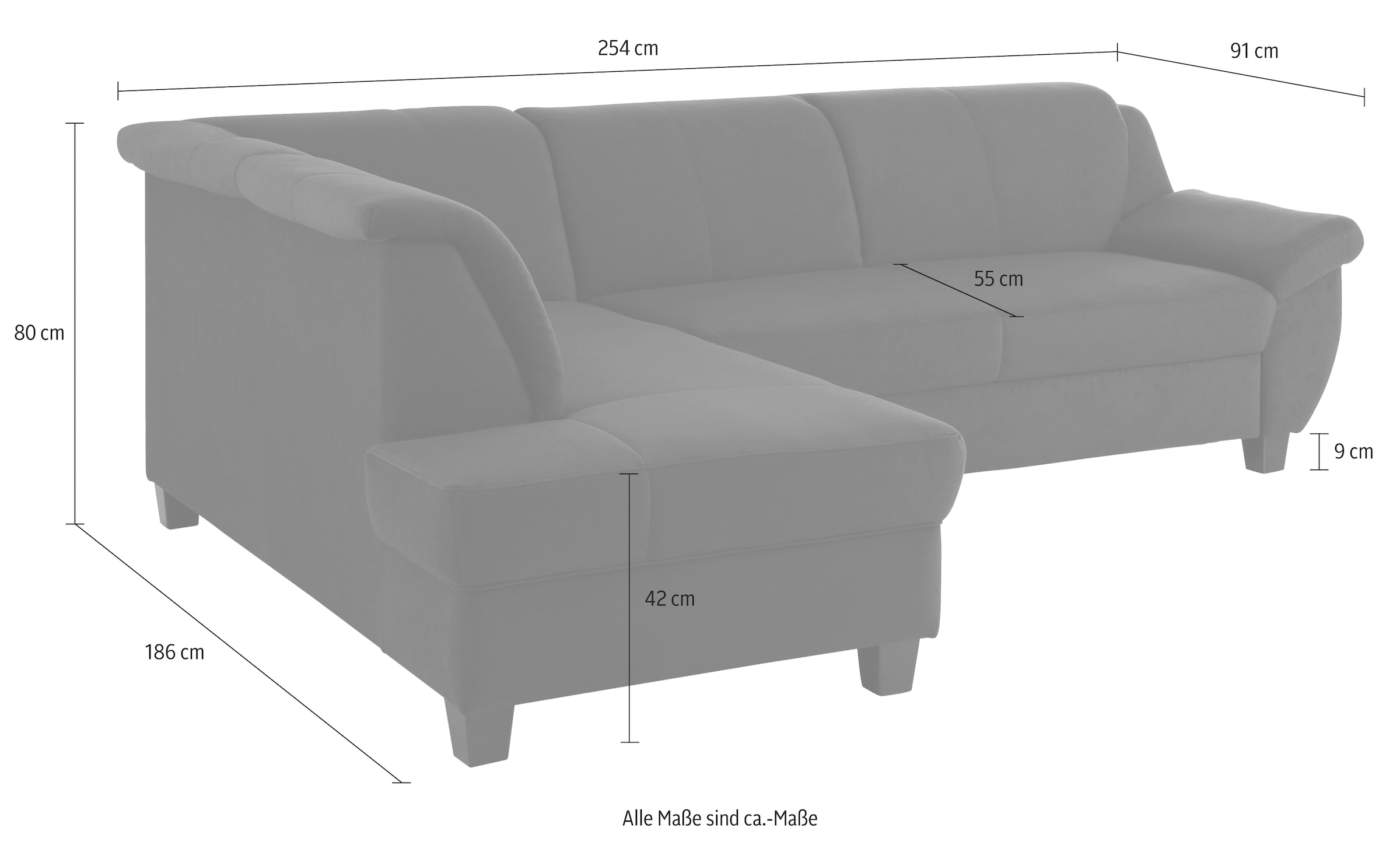 Home affaire Ecksofa »Yesterday Sitzbelastung 140 kg, L-Form«, Belastbarkeit bis 140 kg pro Sitzfläche