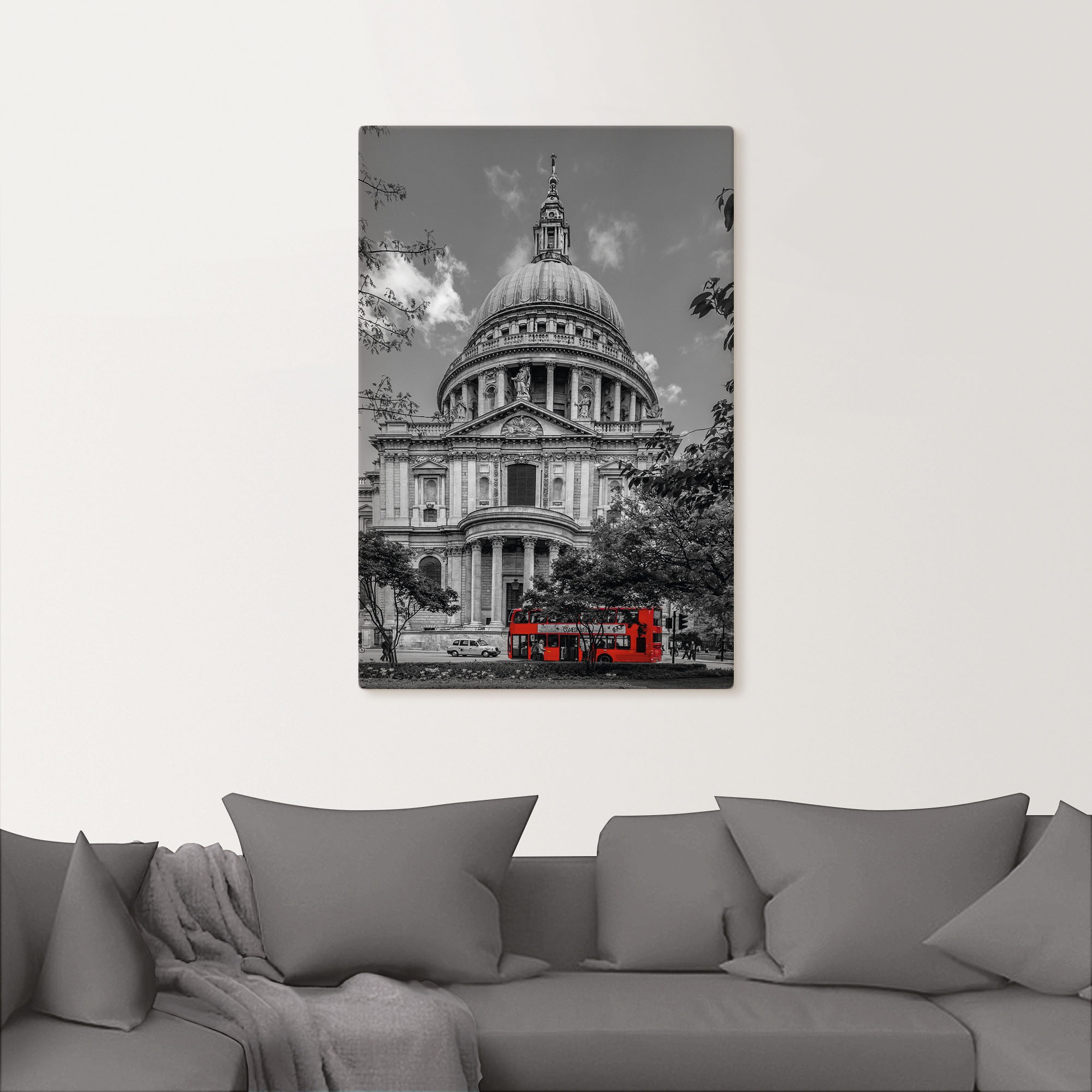 Artland Leinwandbild »London St. Paul’s Cathedral & Roter Bus«, London, (1 günstig online kaufen