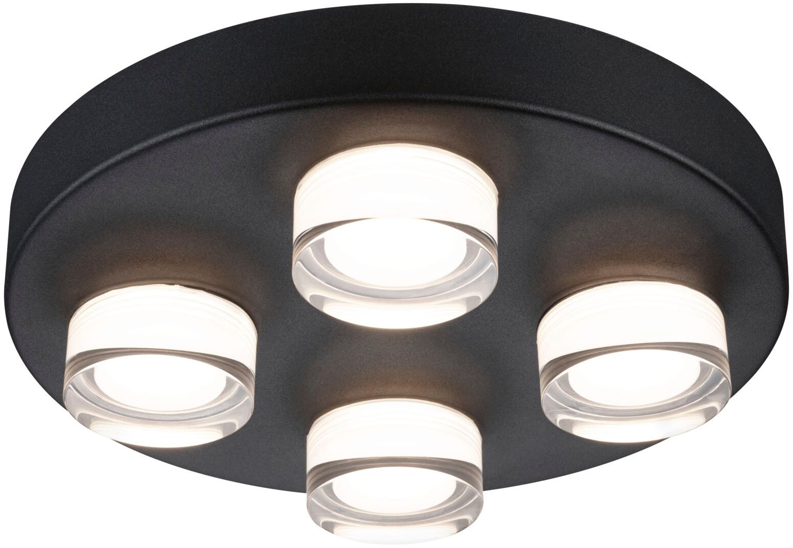 Paulmann LED Deckenleuchte »Selection Bathroom Wand-/Deckenleuchte Kame IP44 Signalschwarz 4er«, 4 flammig