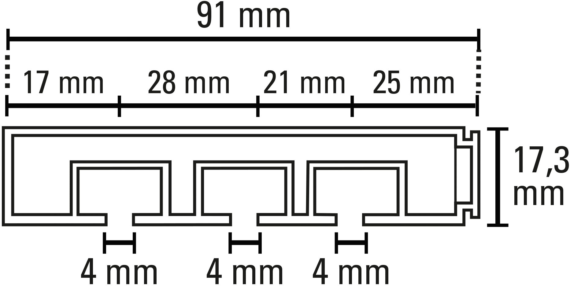 GARDINIA Vorhangschiene »GE mit Profil für Blendenbefestigung«, 3 läufig-läufig, mit Bohren, Holz, gebohrt für Deckenmontage