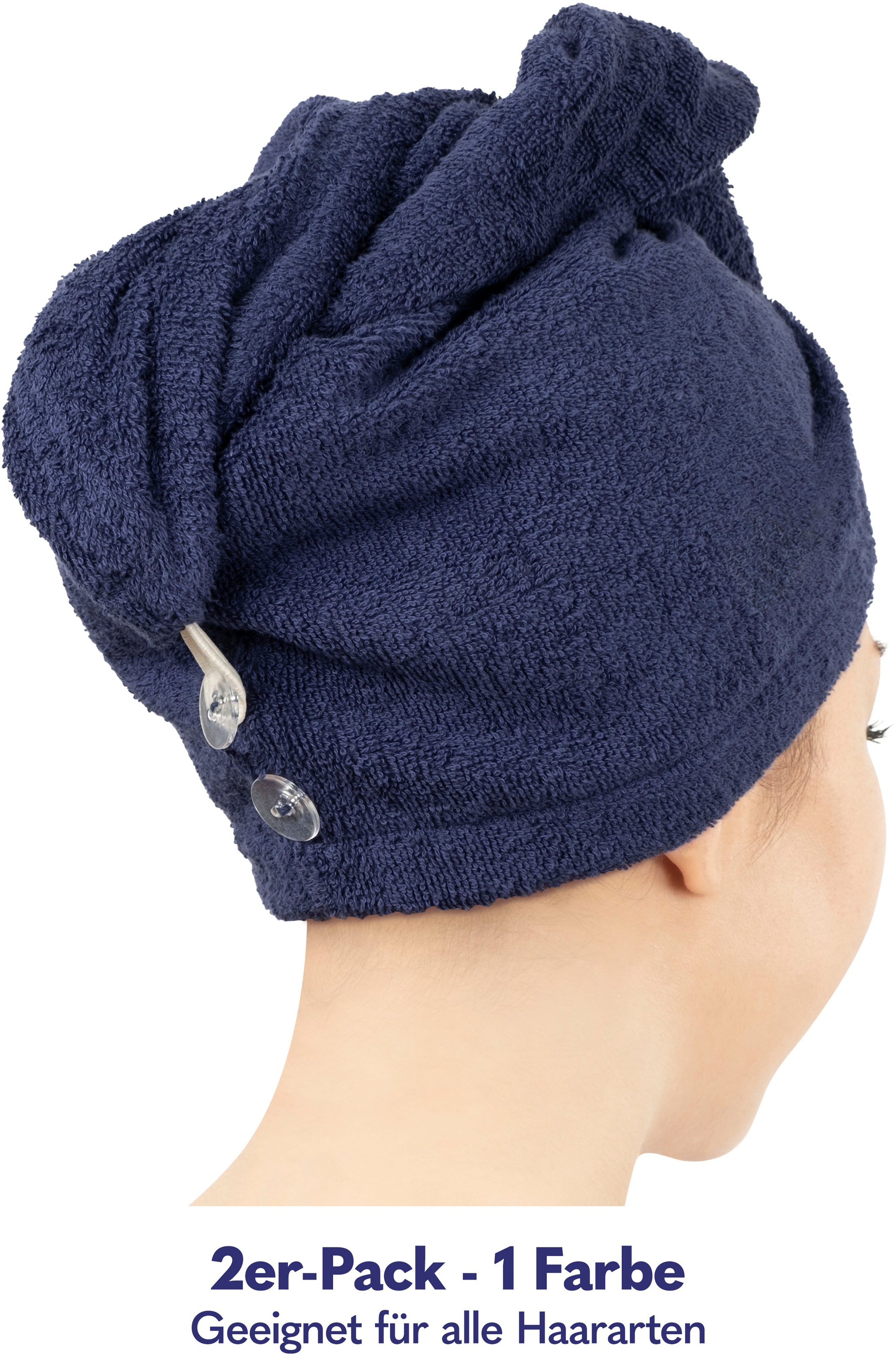 HAMMETEX Turban-Handtuch »2er Set Haarturban Damen, 100% Baumwolle, Flauschig & Schnelltrocknend«, (Set, 2 St., 2), Uni-Farben, weich