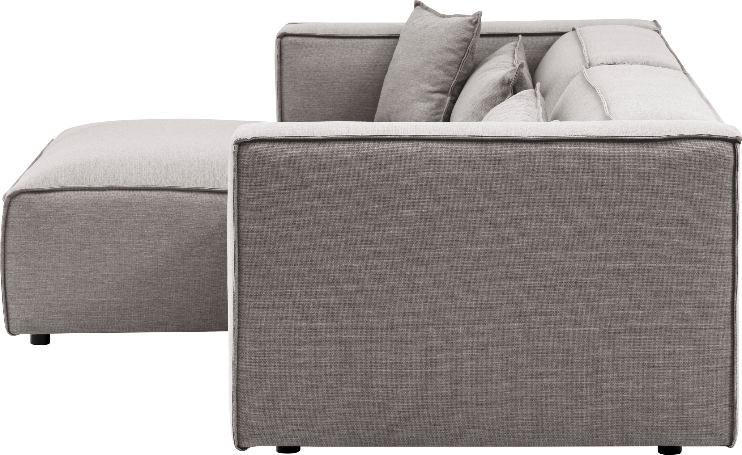 LeGer Home by Lena Gercke Ecksofa »PIARA mit Kedernaht, Cord, Leinenoptik o. Strukturstoff, Couch, L-Form« wahlweise Ottomane rechts/links, schwarze Füße, bequemer Sitzkomfort