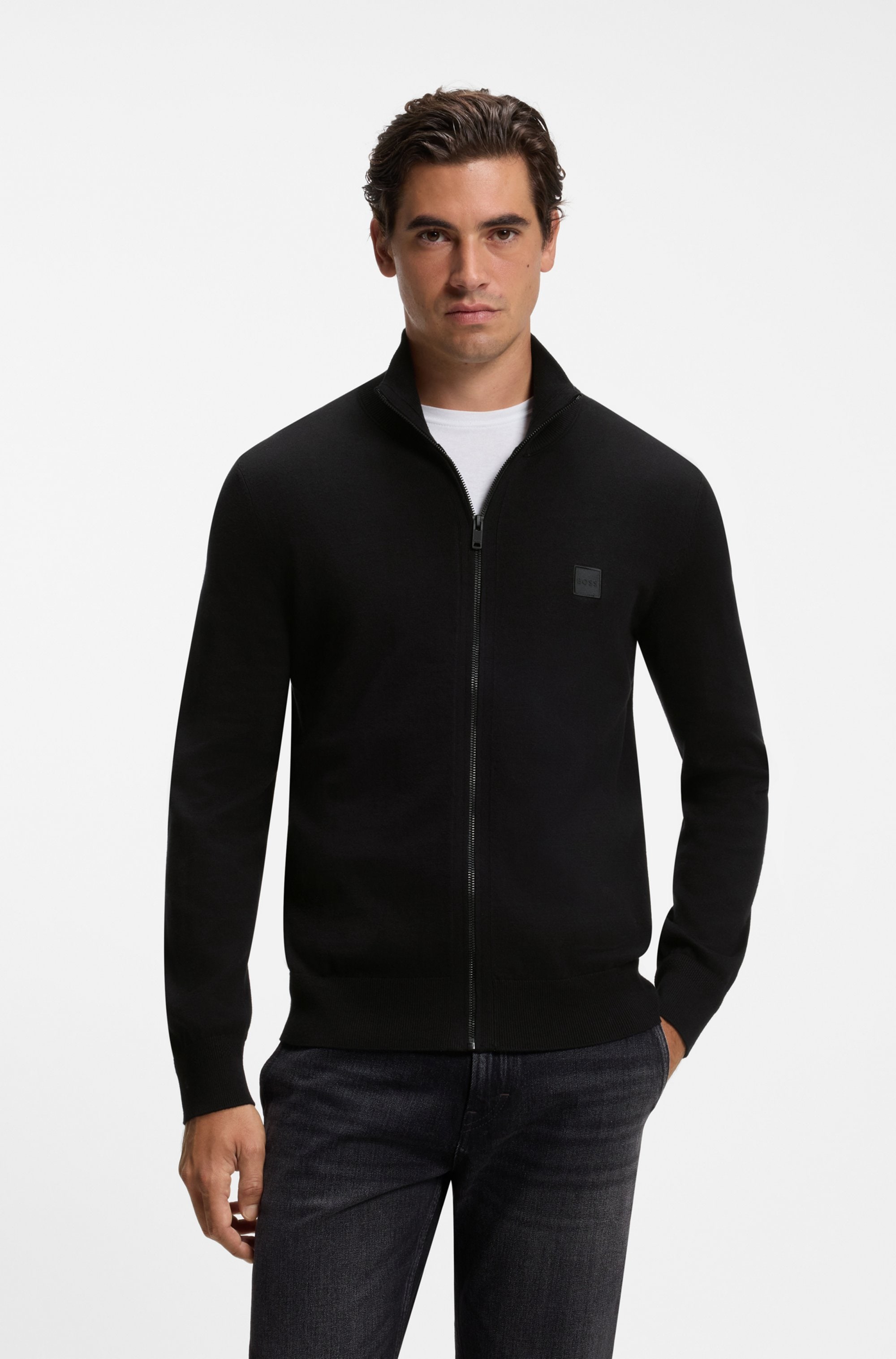 BOSS ORANGE Strickjacke »Kanozip Full Zip Cardigan« mit Reißverschluss, Kaschmir-Anteil