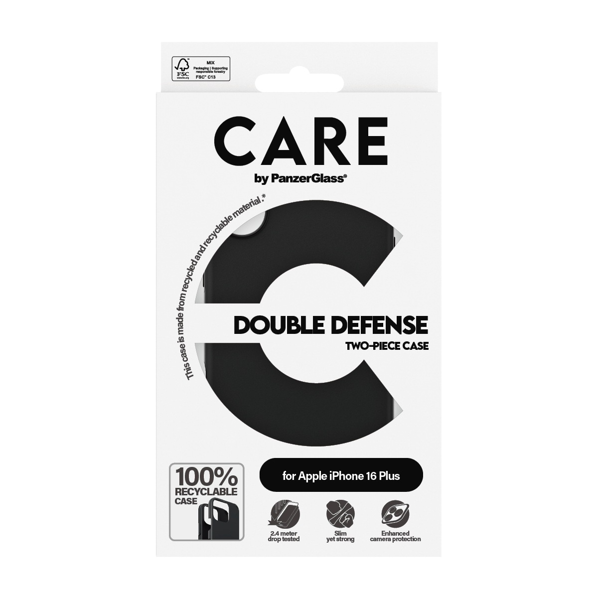 CARE by PanzerGlass Handyhülle »Double Defence Case für Apple iPhone 16 Plus«, Backcover, Schutzhülle, Handyschutzhülle, Case, Schutzcase, stoßfest