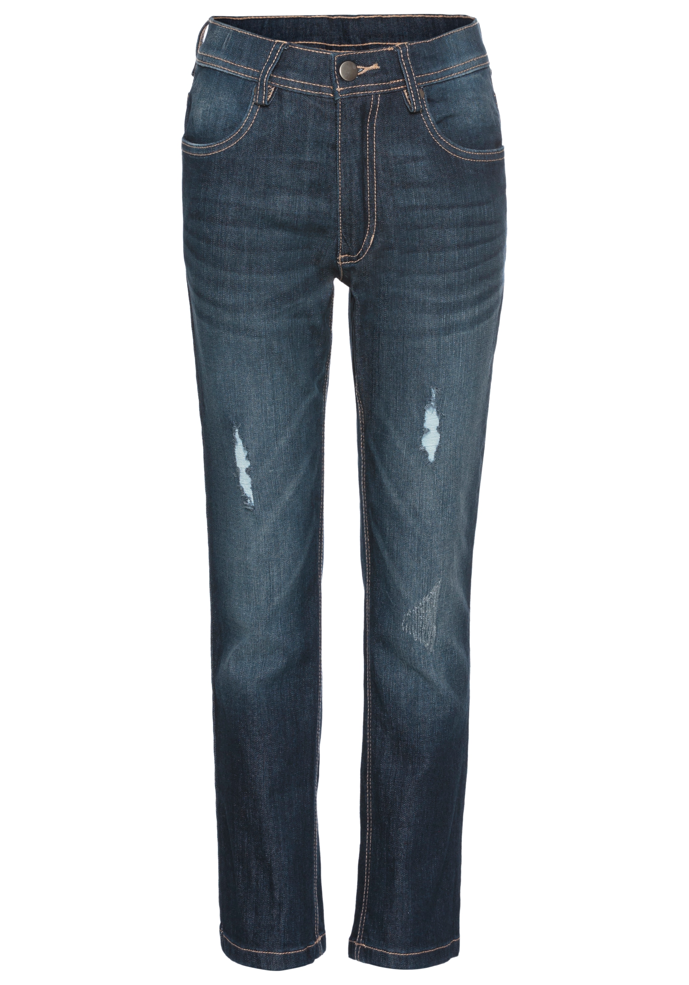 KIDSWORLD Stretch-Jeans », Straight-fit Jeans mit Distroy-Effekten« für Jungen