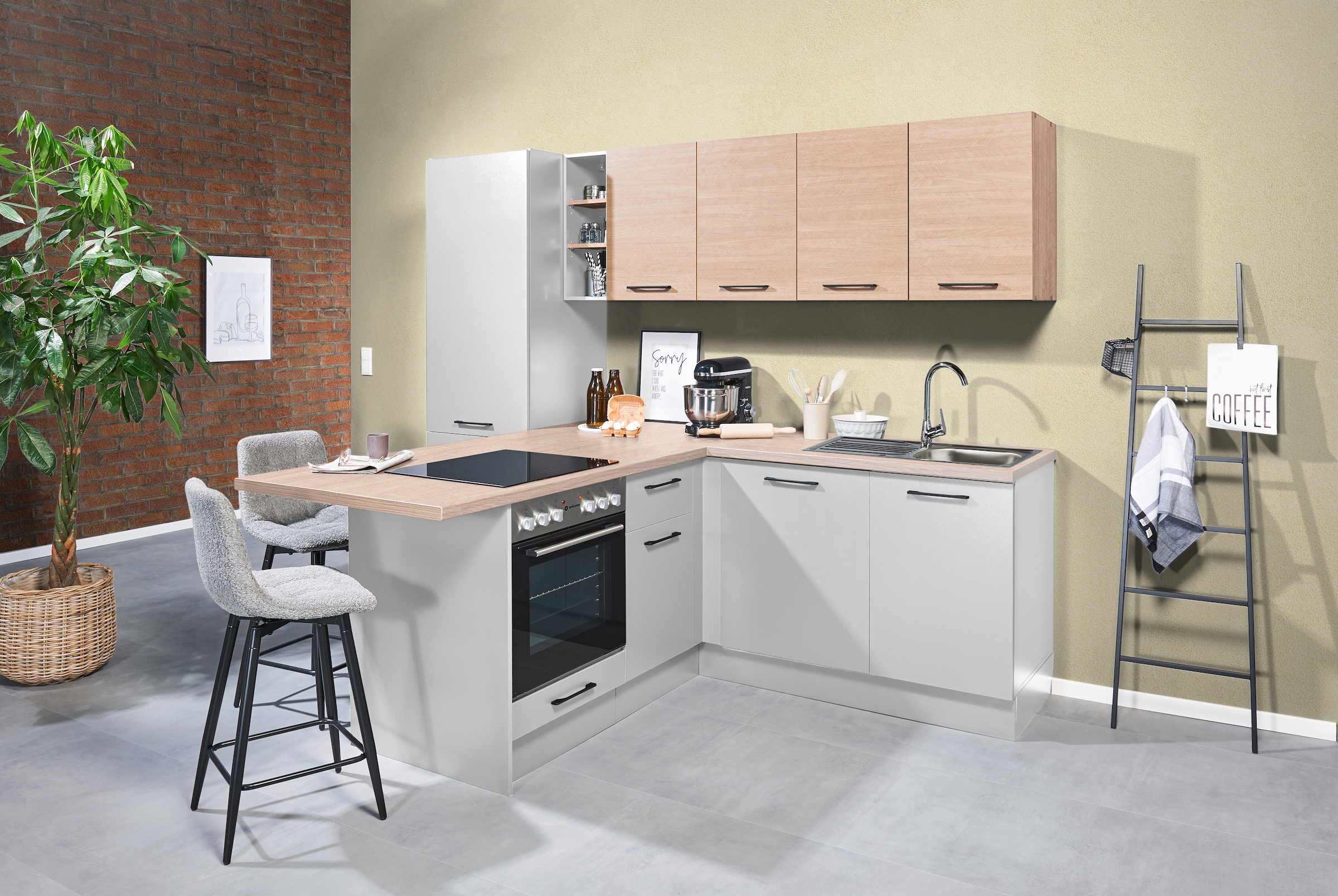 BASIC by Balculina Küchenzeile »Girona B/H/T 265x211x200 cm« Breite 265cm, wahlweise mit E-Geräte, Softclose