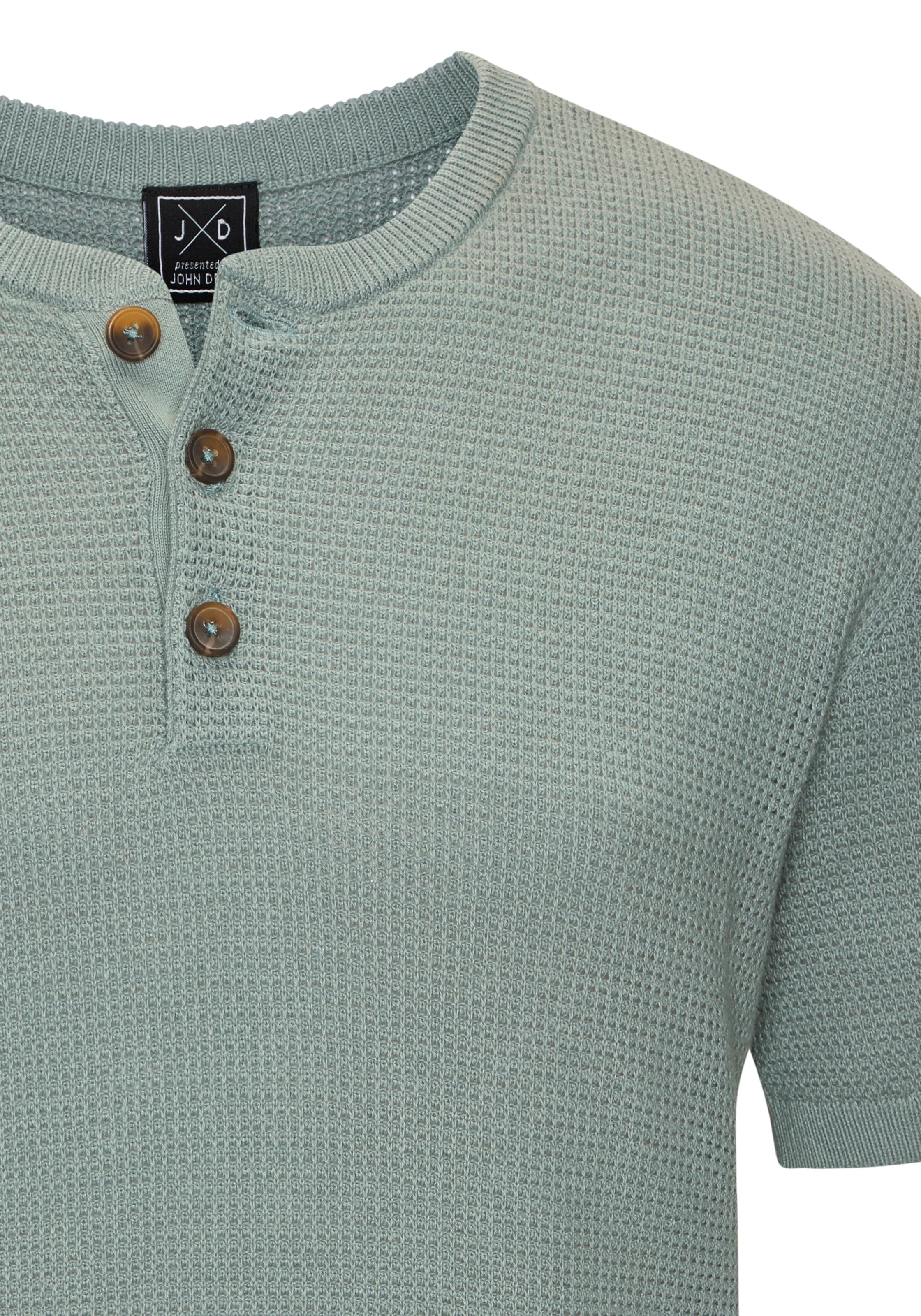 John Devin Henleyshirt »- Strickshirt« Rundhalsausschnitt mit kleiner Knopfleiste