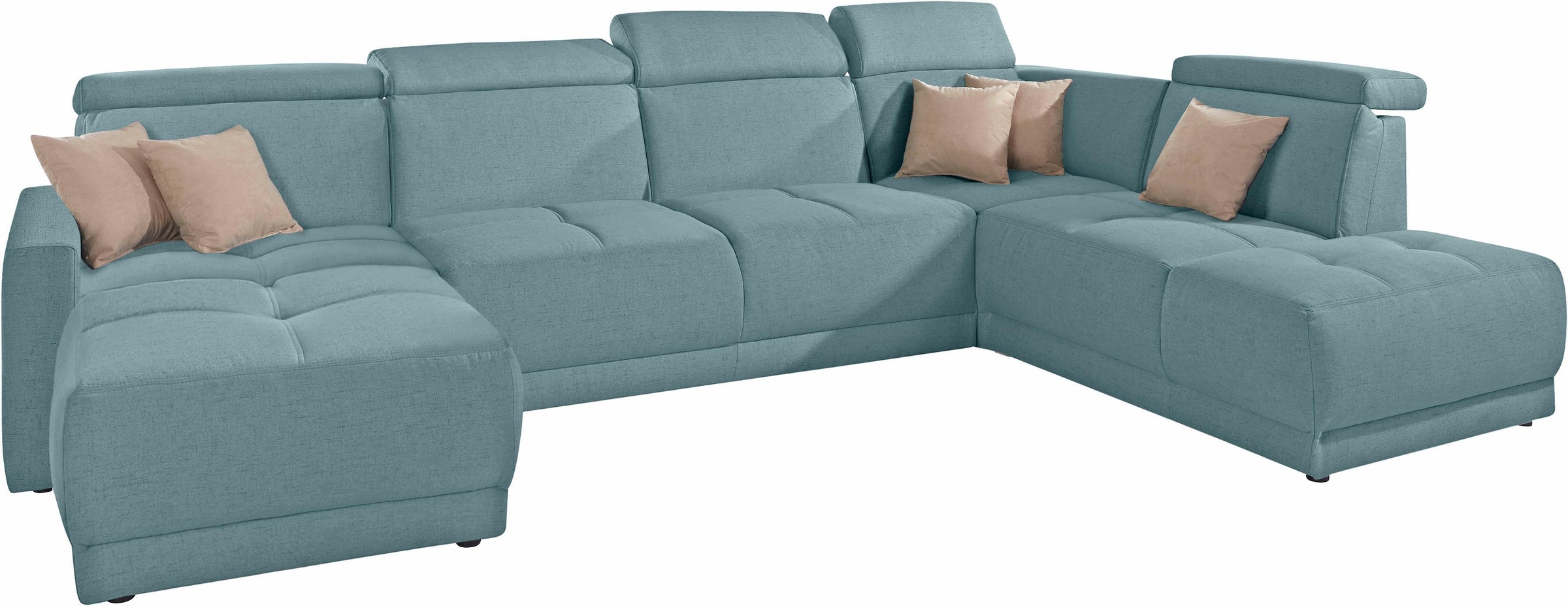 DOMO collection Wohnlandschaft »Ava moderne Sitzheftung mit toller Doppelnaht, komfortabel, U-Form«, mit Federkern, wahlweise mit Kopfteilverstellungen