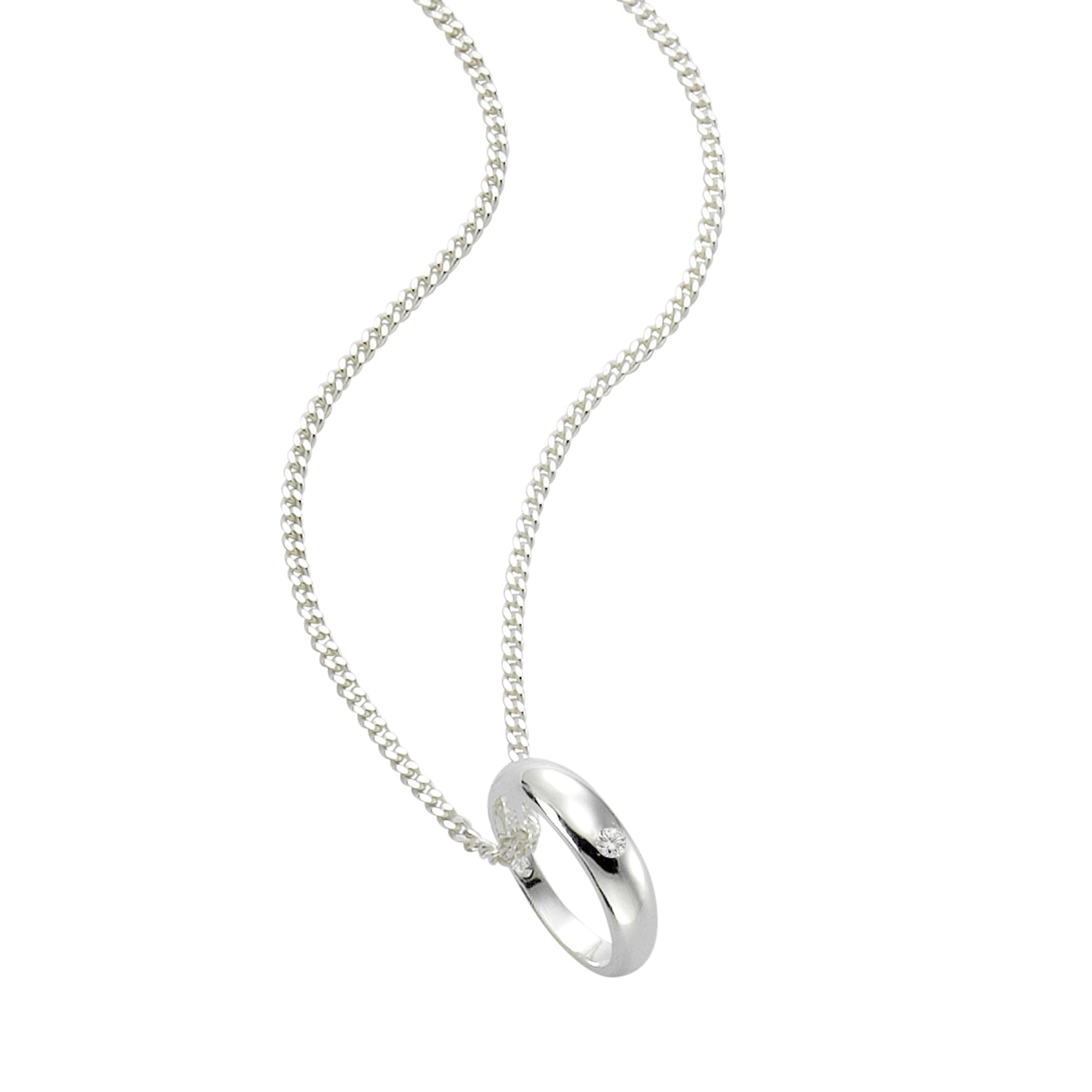 Zeeme Kette mit Anhänger »925 Silber Taufring mit Diamant 0,01ct.«