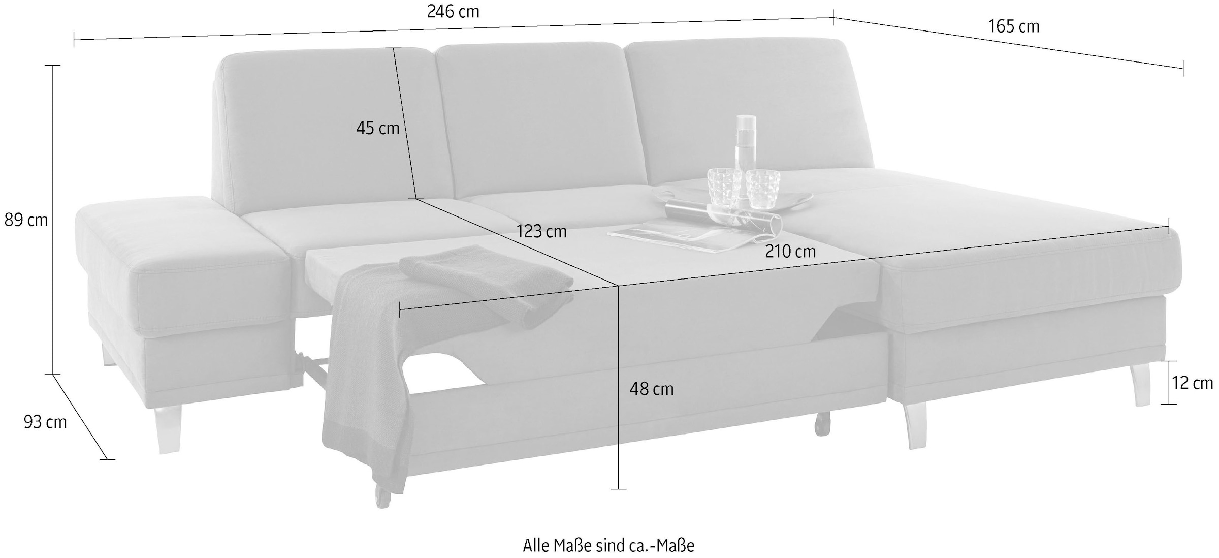 sit&more Ecksofa »Clio L-Form«, wahlweise mit Bettfunktion oder Vorziehsitz und Bettkasten, Federkern