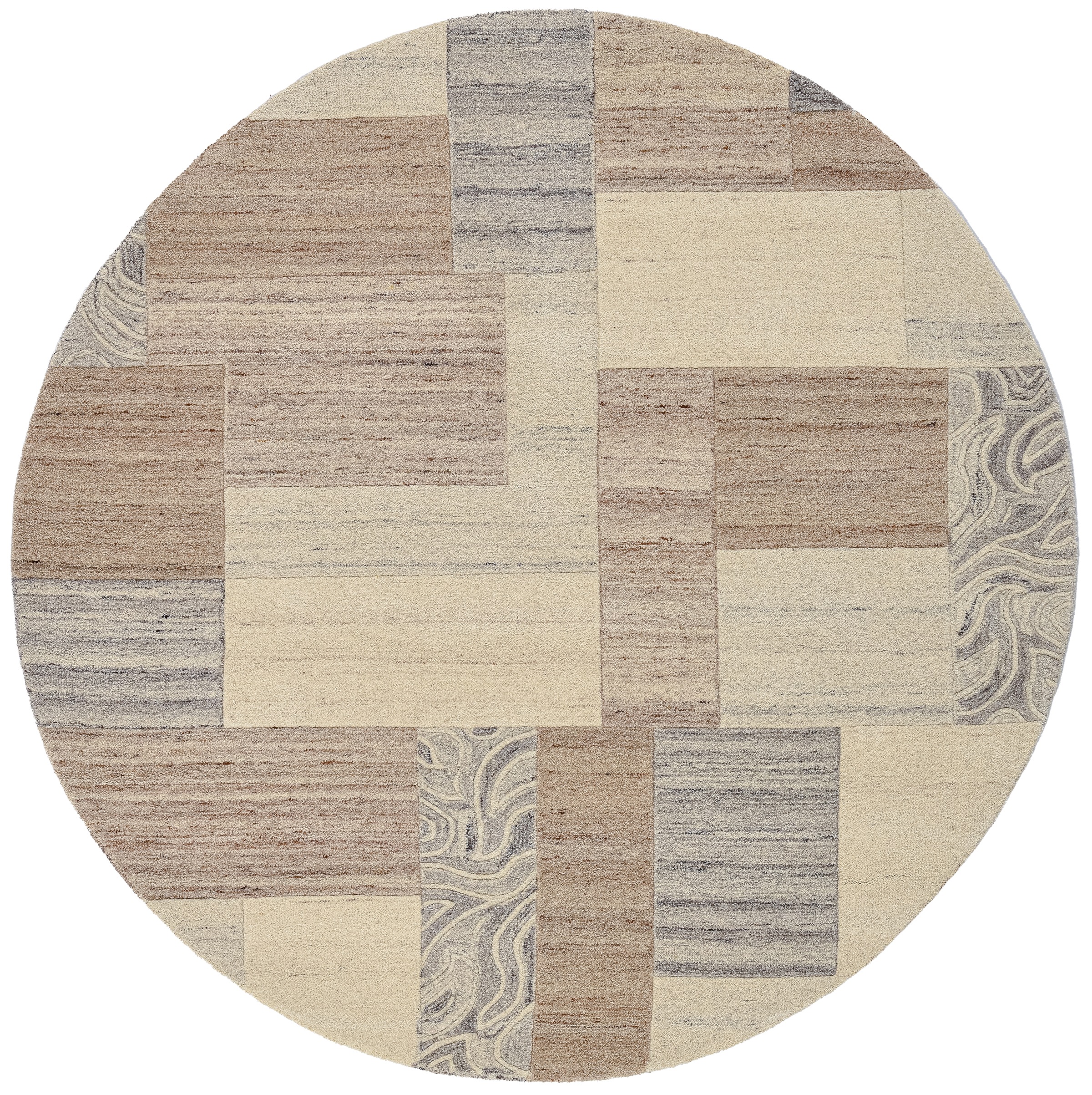 THEKO Wollteppich »Lola, Wolle, handgearbeitet, Patchwork Design«, rund, 12 günstig online kaufen