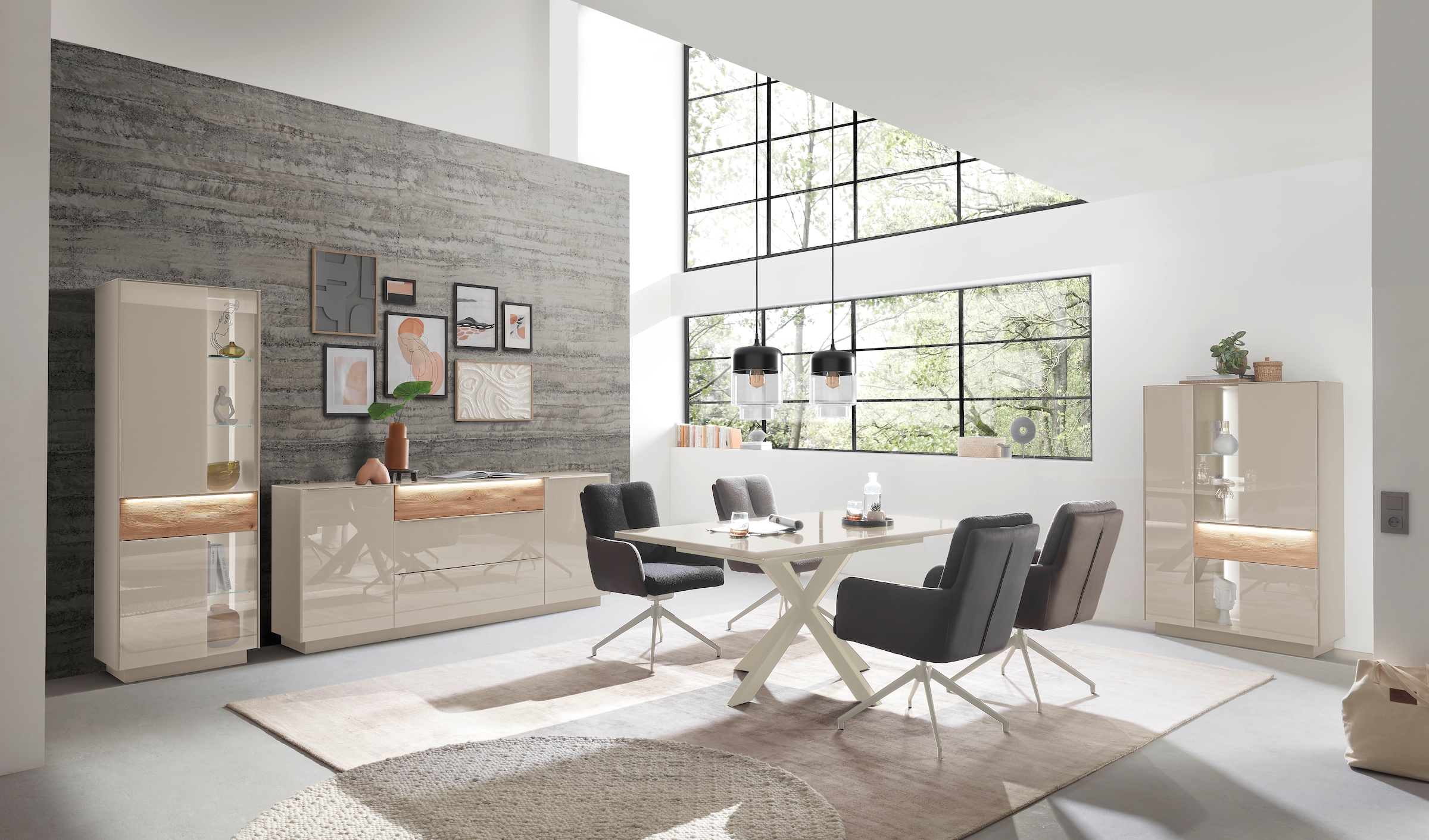 Mäusbacher Highboard »Nova« Highboard, BHT 96/151/42 cm, inkl. Griffbeleuchtung, Türdämpfung