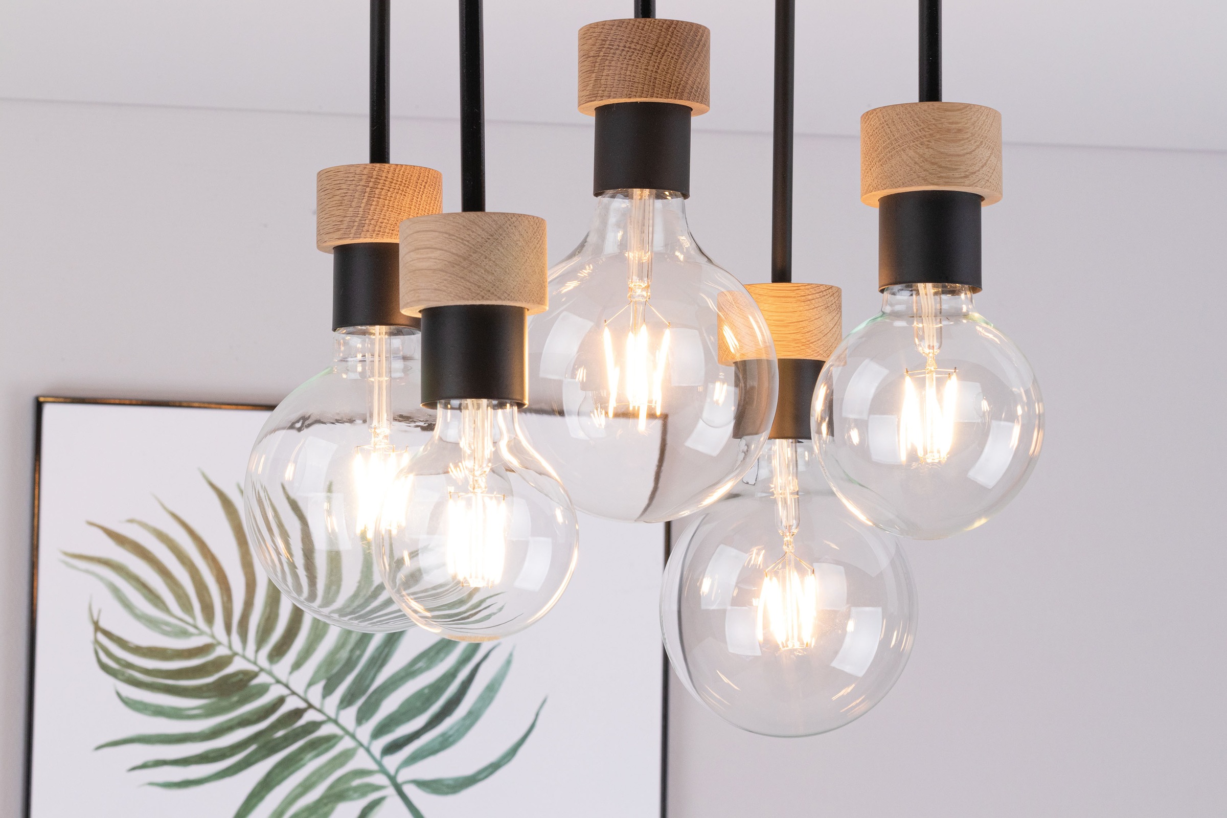BRITOP LIGHTING Deckenleuchte »CHANDELLE«, 5 flammig, Leuchtmittel E27 | Leuchtmittel wechselbar-ohne Leuchtmittel, Naturprodukt aus Eichenholz