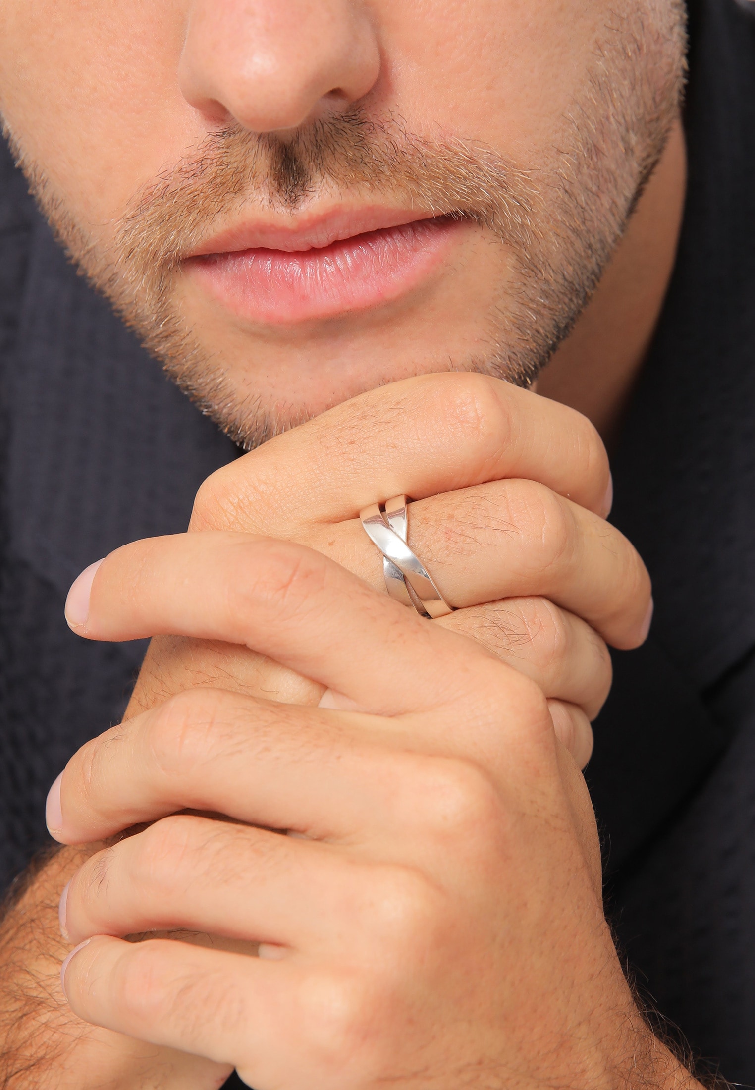 Kuzzoi Silberring »Herren Bandring Überkreuz Look 925 Silber«
