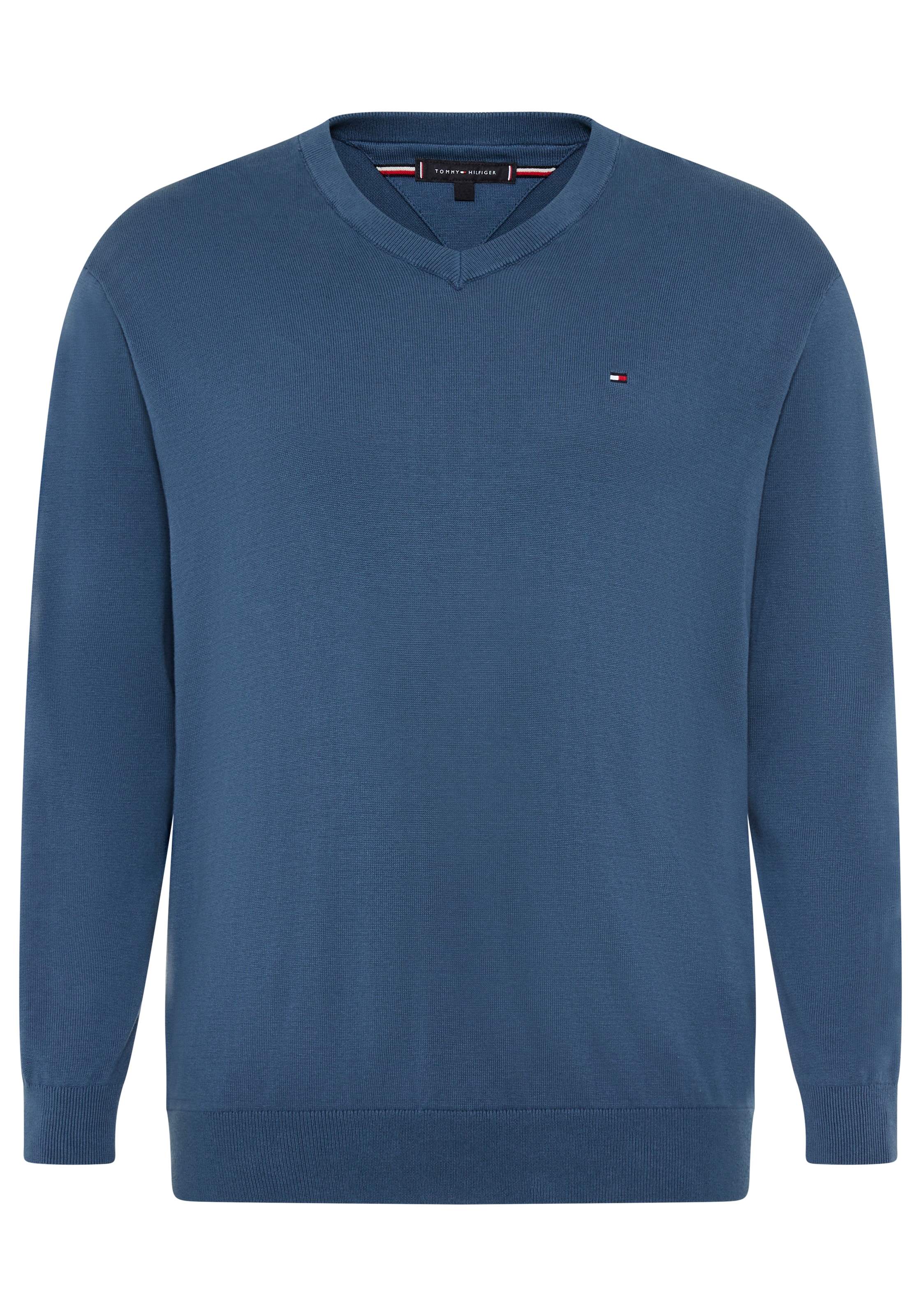 Tommy Hilfiger Big & Tall V-Ausschnitt-Pullover »BT-ESSENTIAL COTTON« Rippbündchen am Ärmel, Saum und Ausschnitt,  Große Größen, normale Passform