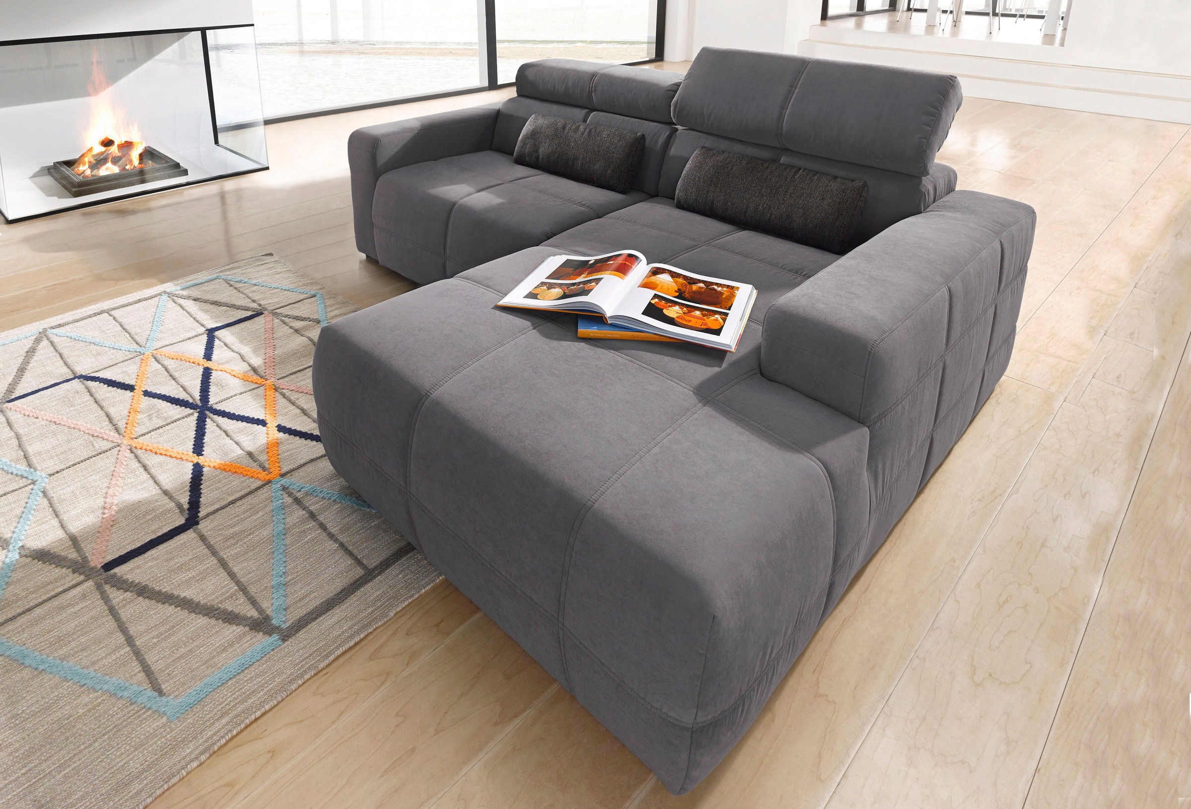 DOMO collection Ecksofa »Brandon kleine Ausführung B/T/H: 214/100/80 cm«, Mit Kopfteilverstellung, auch in Leder und Cord, L-Form