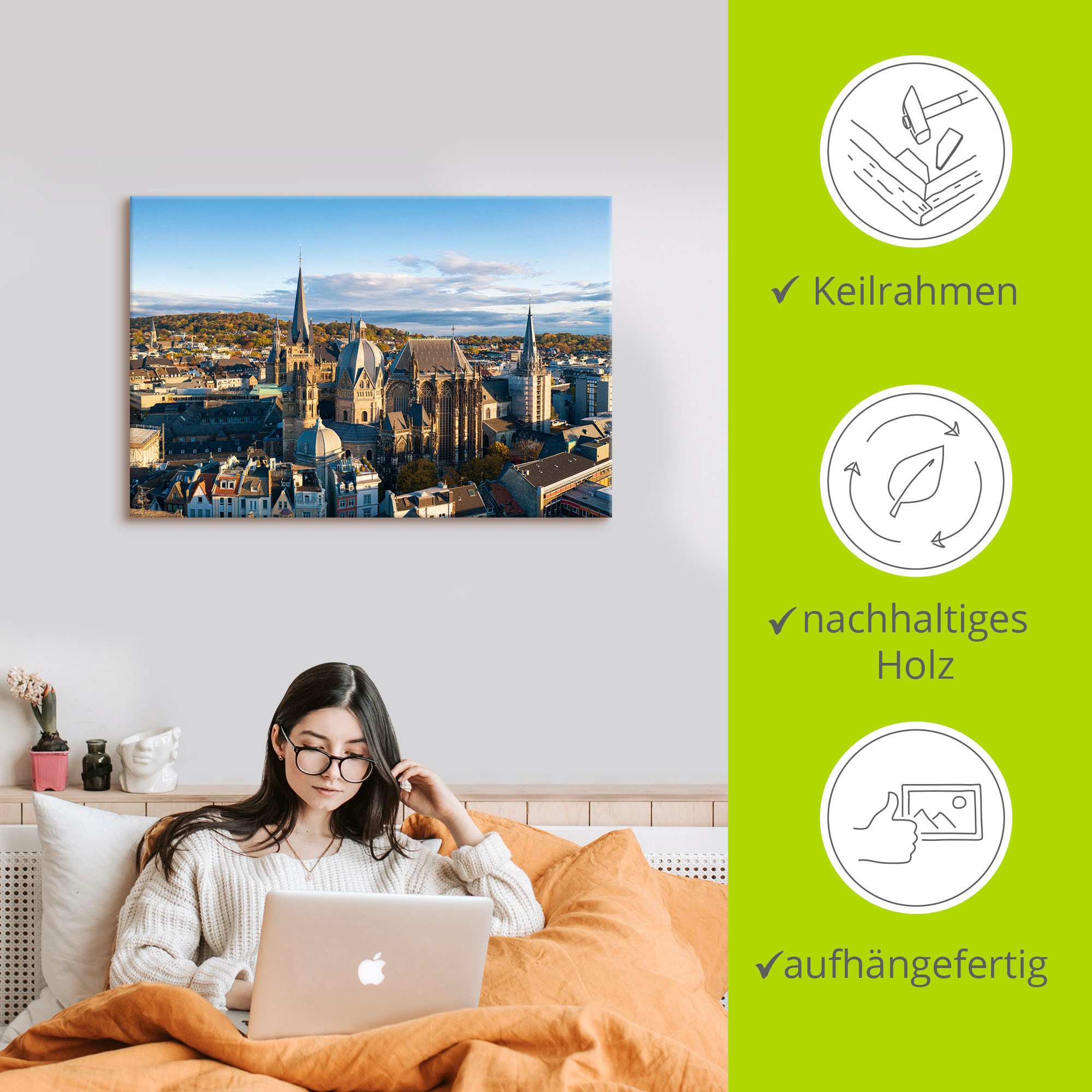 Artland Wandbild »Aachen Skyline«, Aachen, (1 St.), als Alubild, Leinwandbild, Wandaufkleber oder Poster in versch. Größen