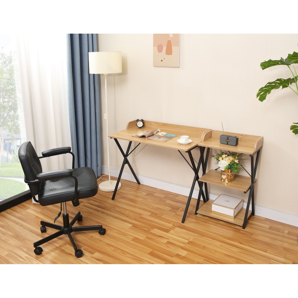 Home affaire Büromöbel-Set »Forres, bestehend aus Schreibtisch & Regal«, (1 tlg.), Metallgestell, einzeln stellbar, FSC®-zertifiziert