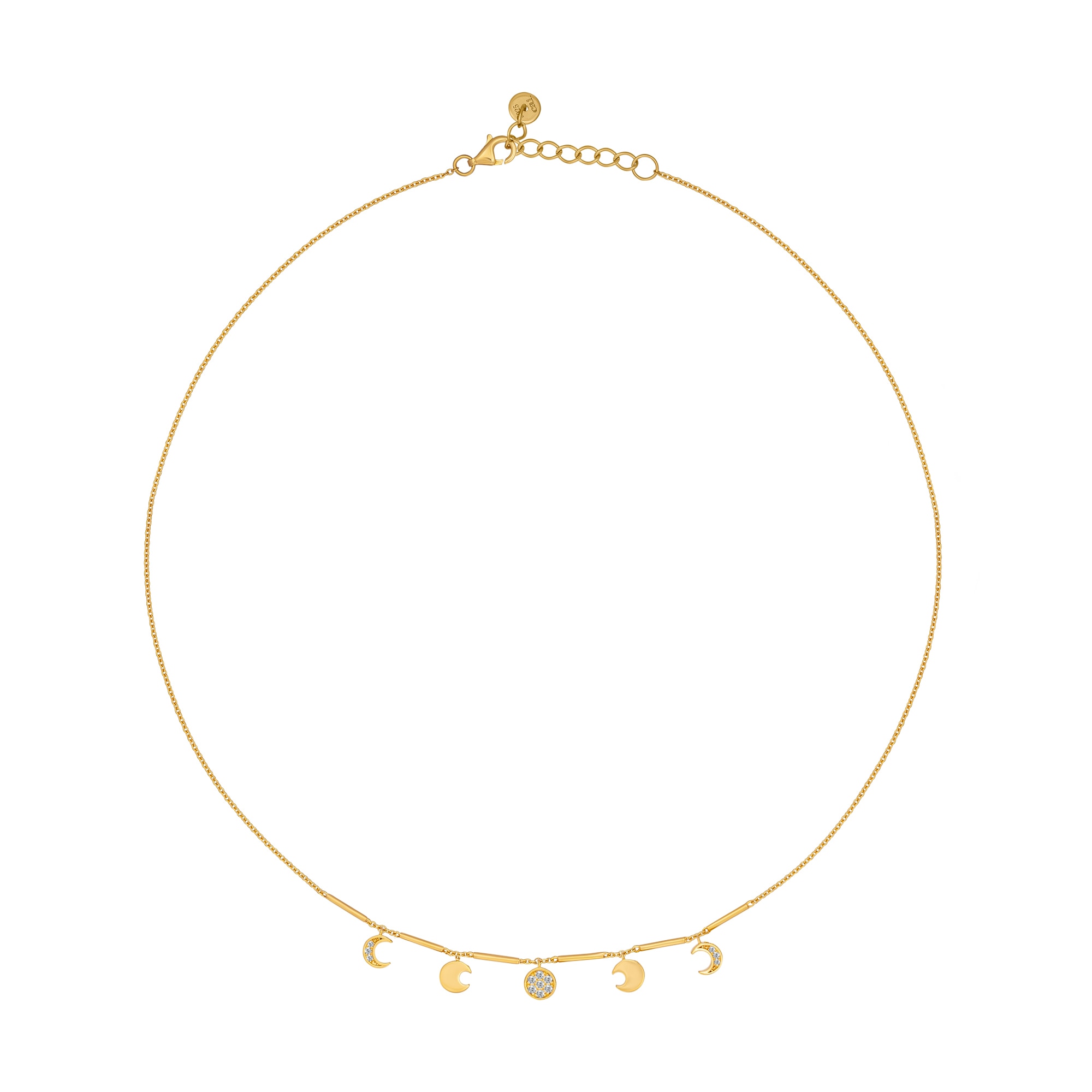 CAÏ Collierkettchen »925 Silber vergoldet Anhänger Mondphasen Zirkonia«
