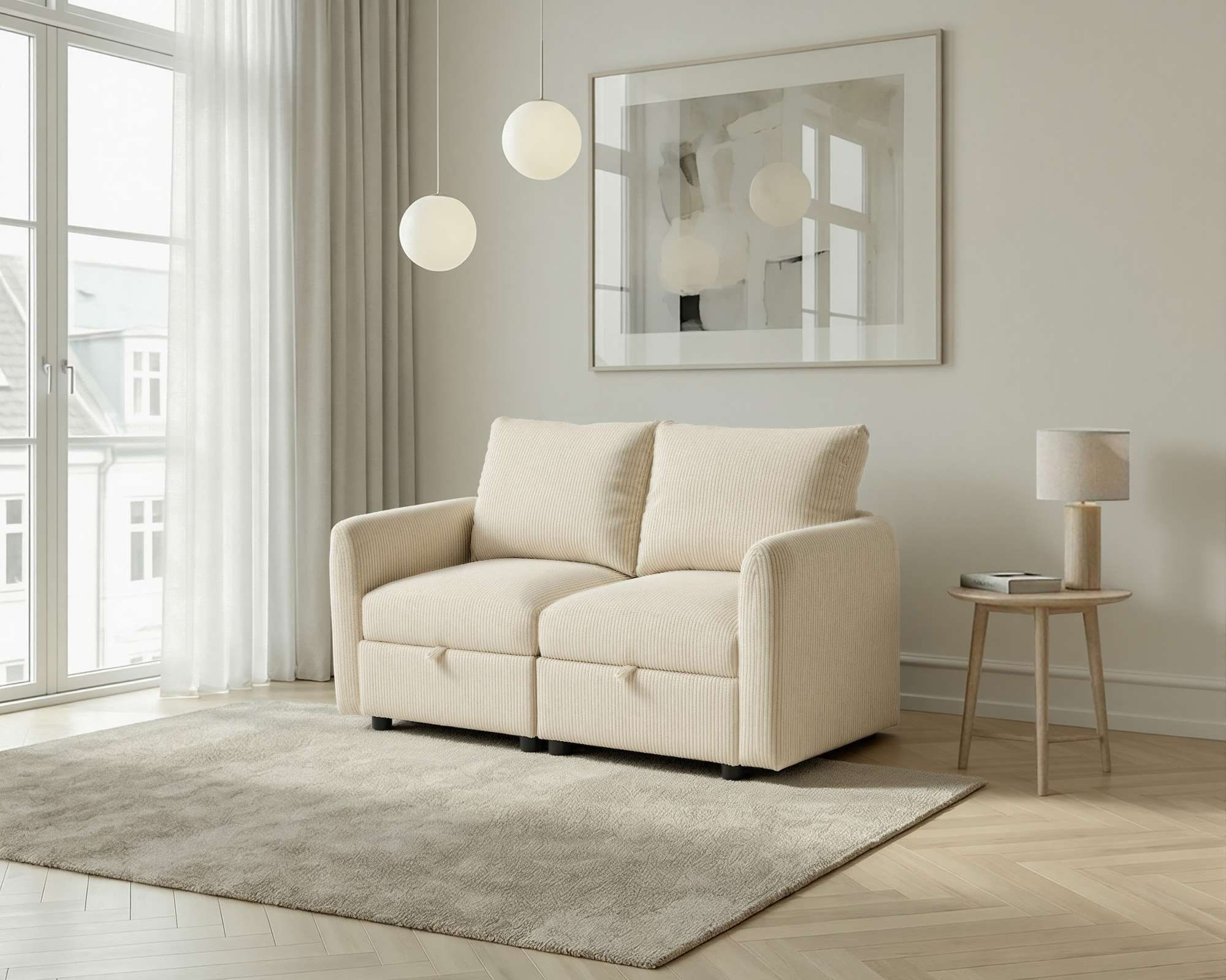 Dorel Home 2-Sitzer »STILHUS Modularsofa mit Stauraum, Breite 155 cm, Cord-Bezug« als Modul oder separat verwendbar - individuell kombinierbar