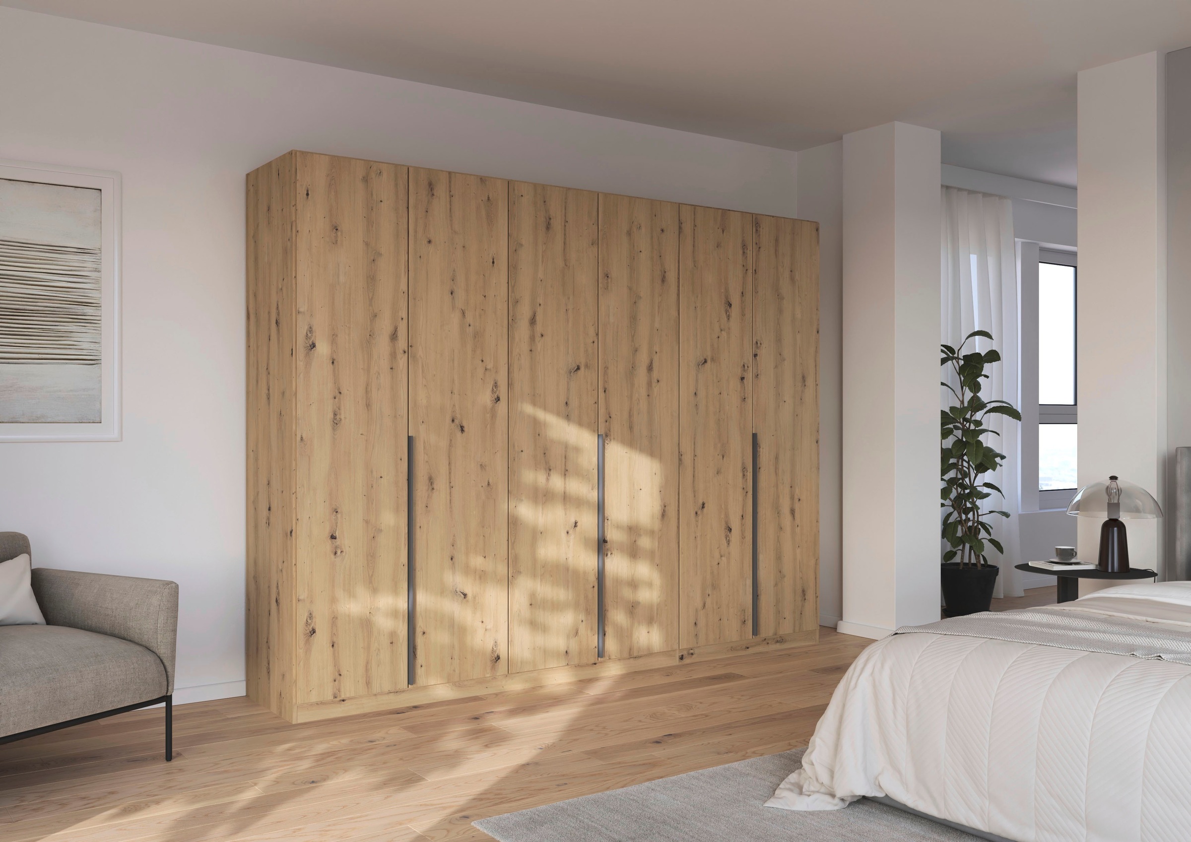 rauch Drehtürenschrank »Kleiderschrank Schrank Garderobe AGORDO TOPSELLER Schlafzimmer«, (in zwei Griff-Farben mit Dekor- oder Hochglanzfront), durchdachte Innenausstattung, in 6 Breiten und 2 Höhen MADE IN GERMANY