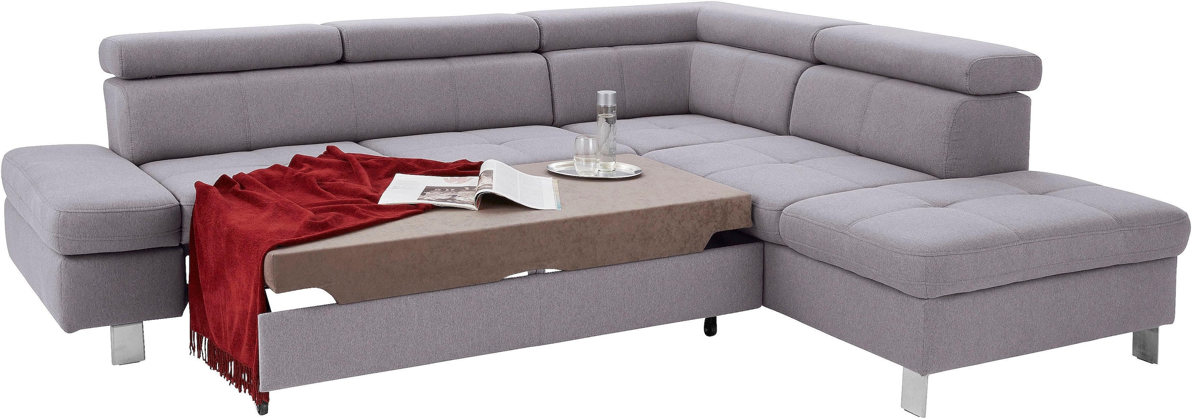 exxpo - sofa fashion Ecksofa »Fiji, L-Form«, mit Kopf- bzw. Rückenverstellung, wahlweise mit Bettfunktion