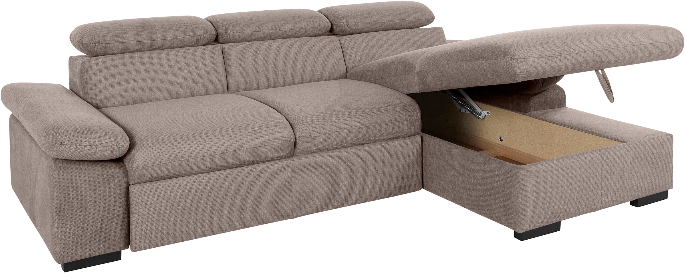 COTTA Ecksofa »Lola L-Form mit Kopfteilfunktion & Hocker«, (Set, mit Hocker), wahlweise mit Bettfunktion, Bettkasten & Armteilverstellung