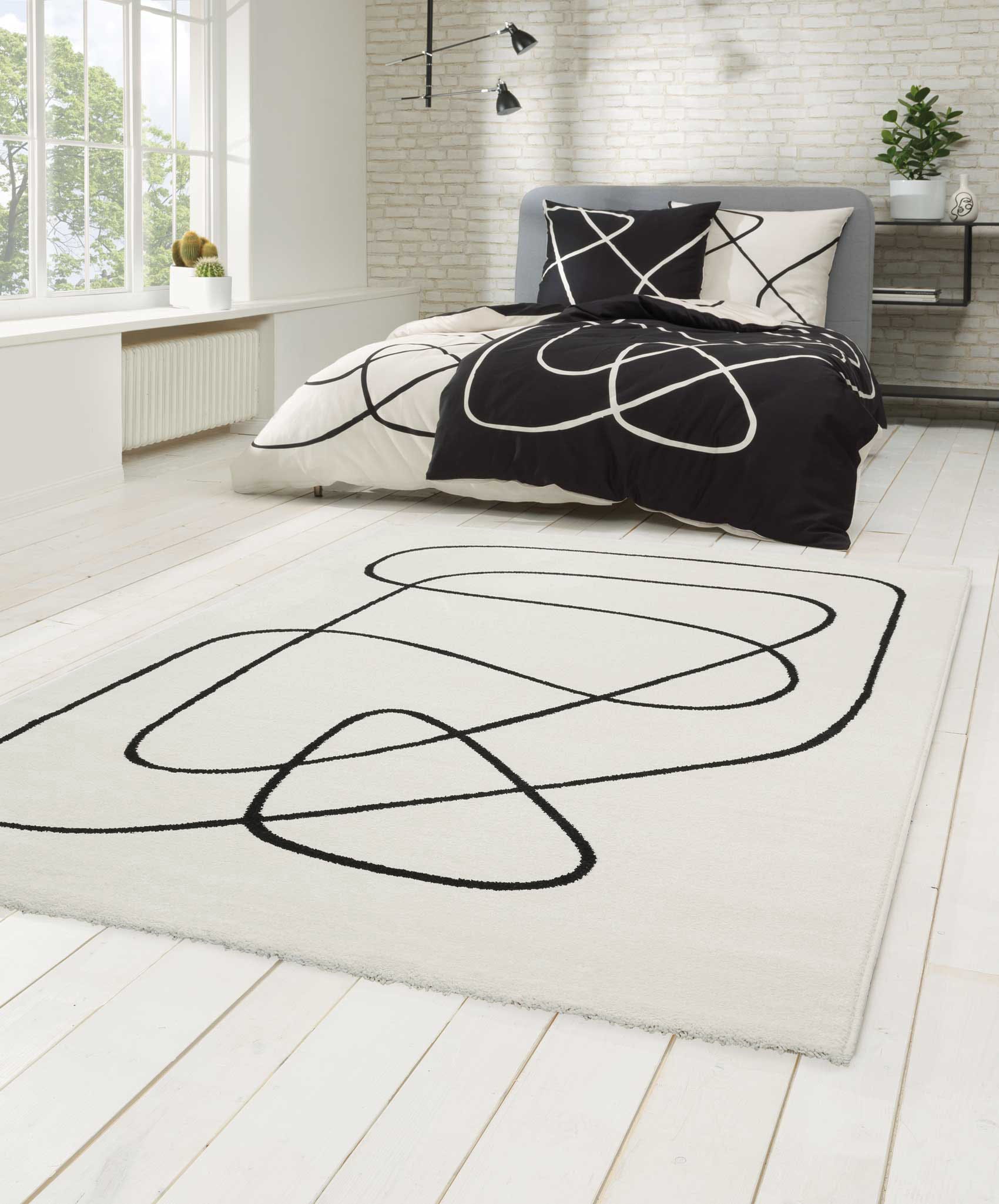Esprit Teppich »Artist, ESP-40102«, rechteckig, 13 mm Höhe, Kurzflor, geometrisch modern, schwarz weiss, Wohnzimmer, Schlafzimmer