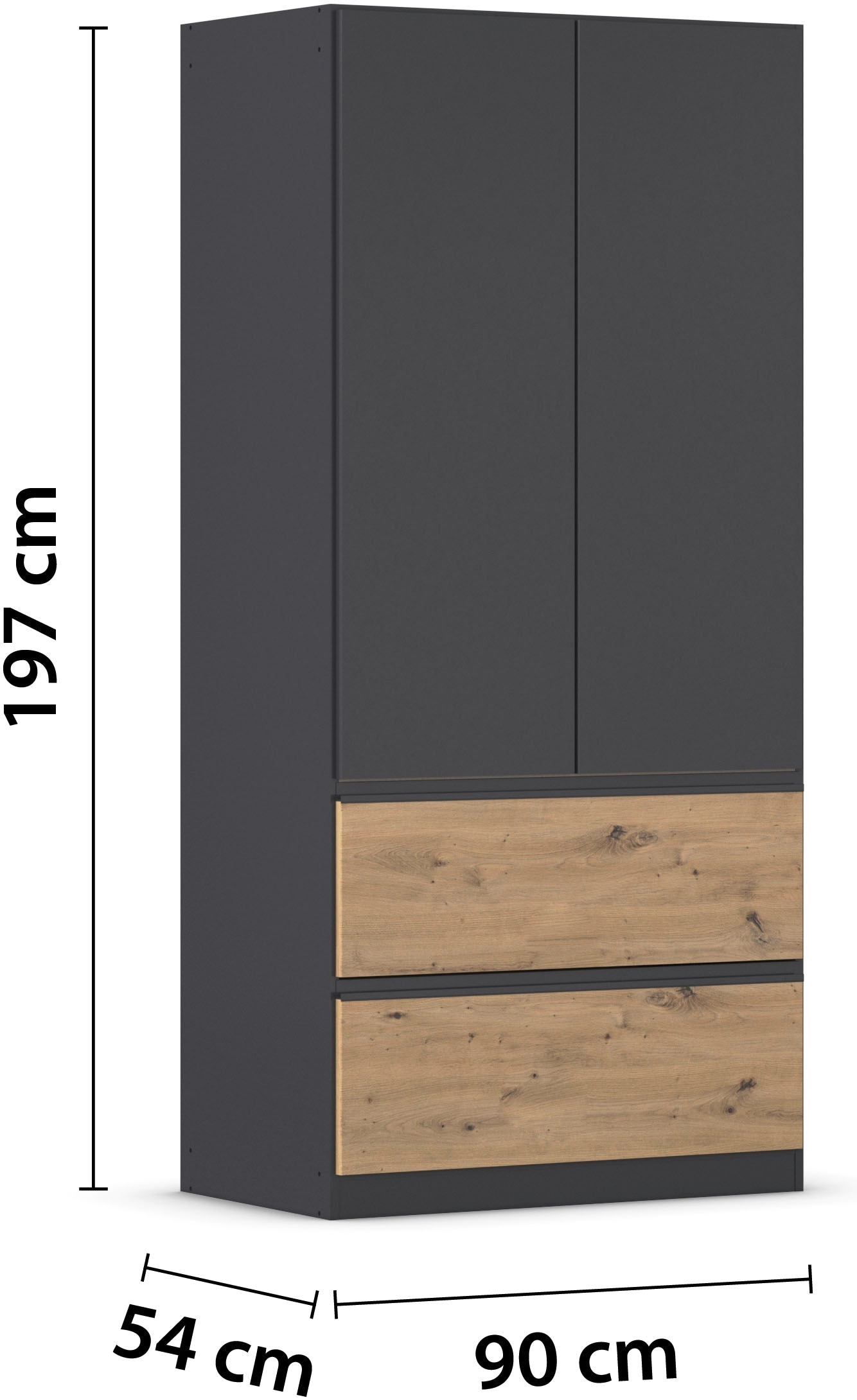 rauch Drehtürenschrank »Kleiderschrank Schrank Garderobe Wäscheschrank COSTA in 3 Breiten«, viel Platz, grifflose Front und Push-to-Open Funktion MADE IN GERMANY