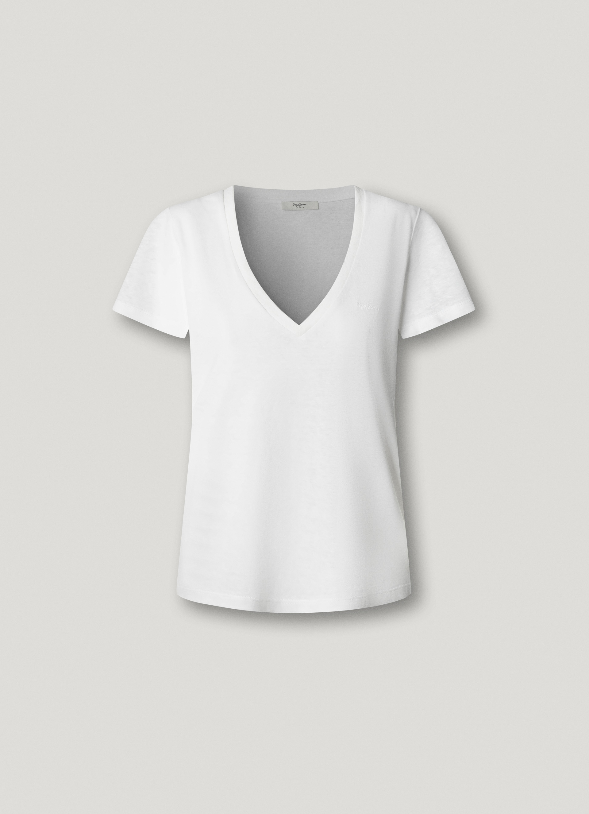Pepe Jeans T-Shirt »MEGAN V-NECK« im Materialmix mit Leinen