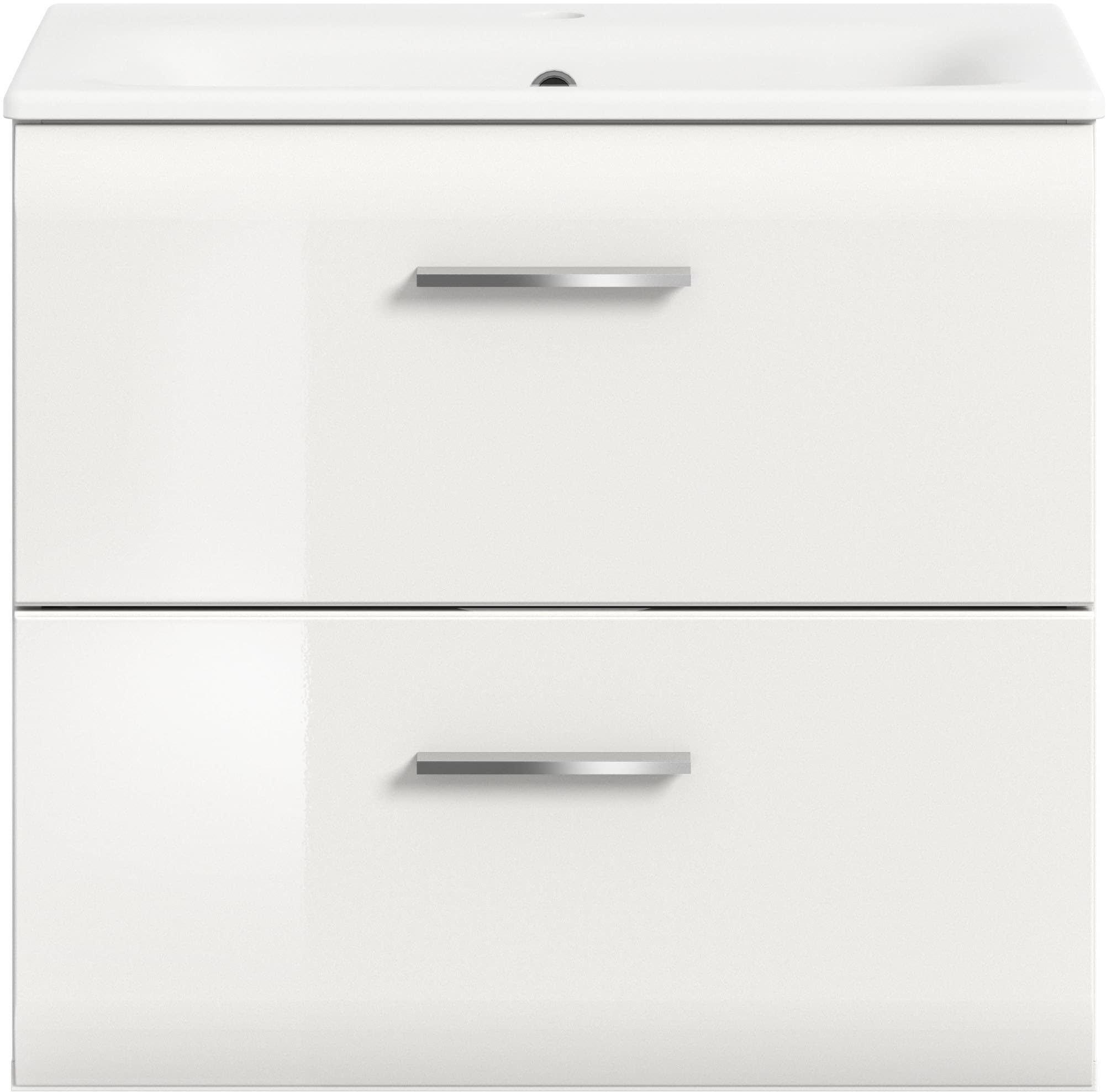 INOSIGN Waschbeckenunterschrank, (2 St.), Florenz, Waschtisch inkl. Waschbecken, Weiß Hochglanz Tiefzieh