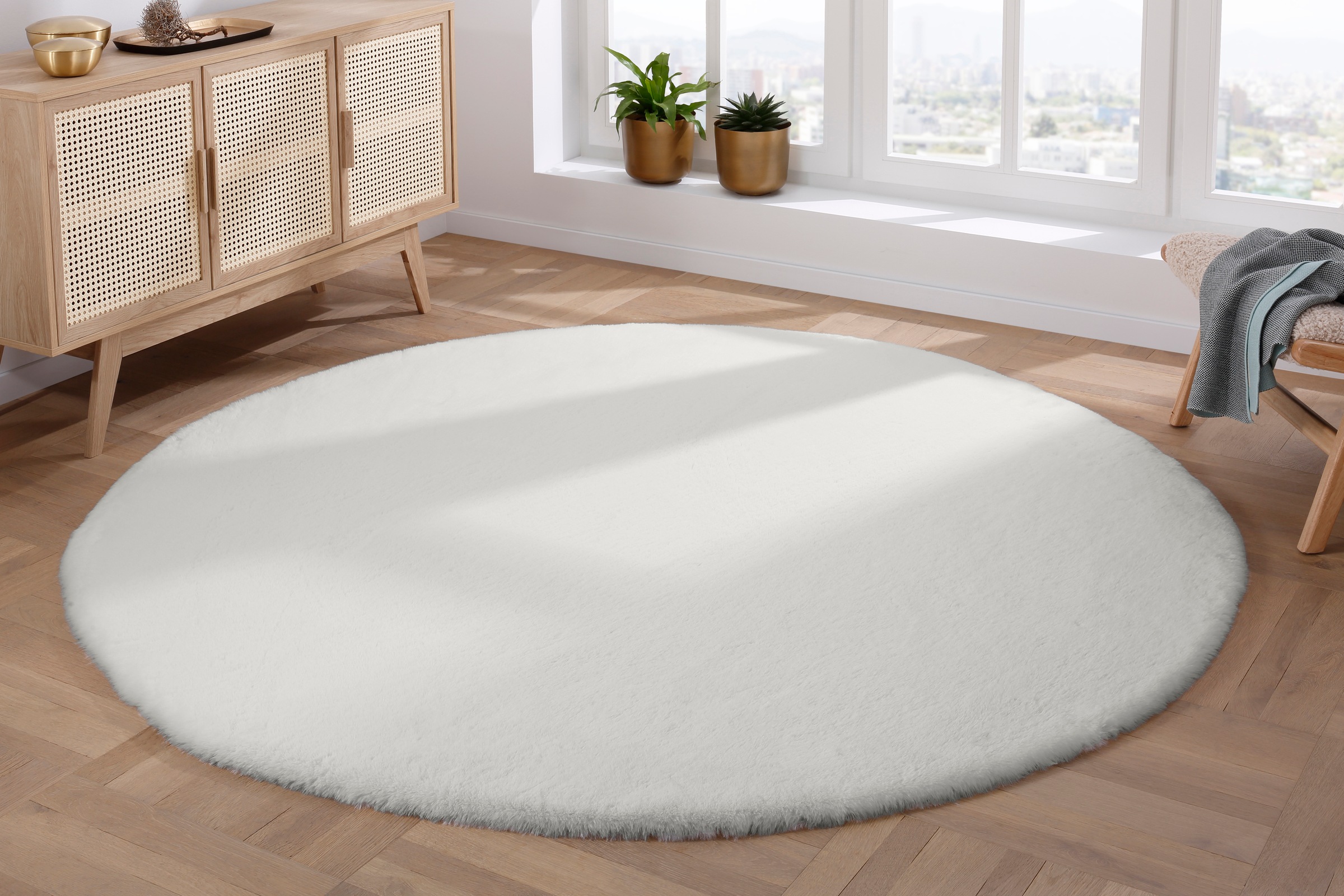 my home Fellteppich »Rabbit, Kunstfell, Kaninchenfell-Haptik, Microfaser,« günstig online kaufen