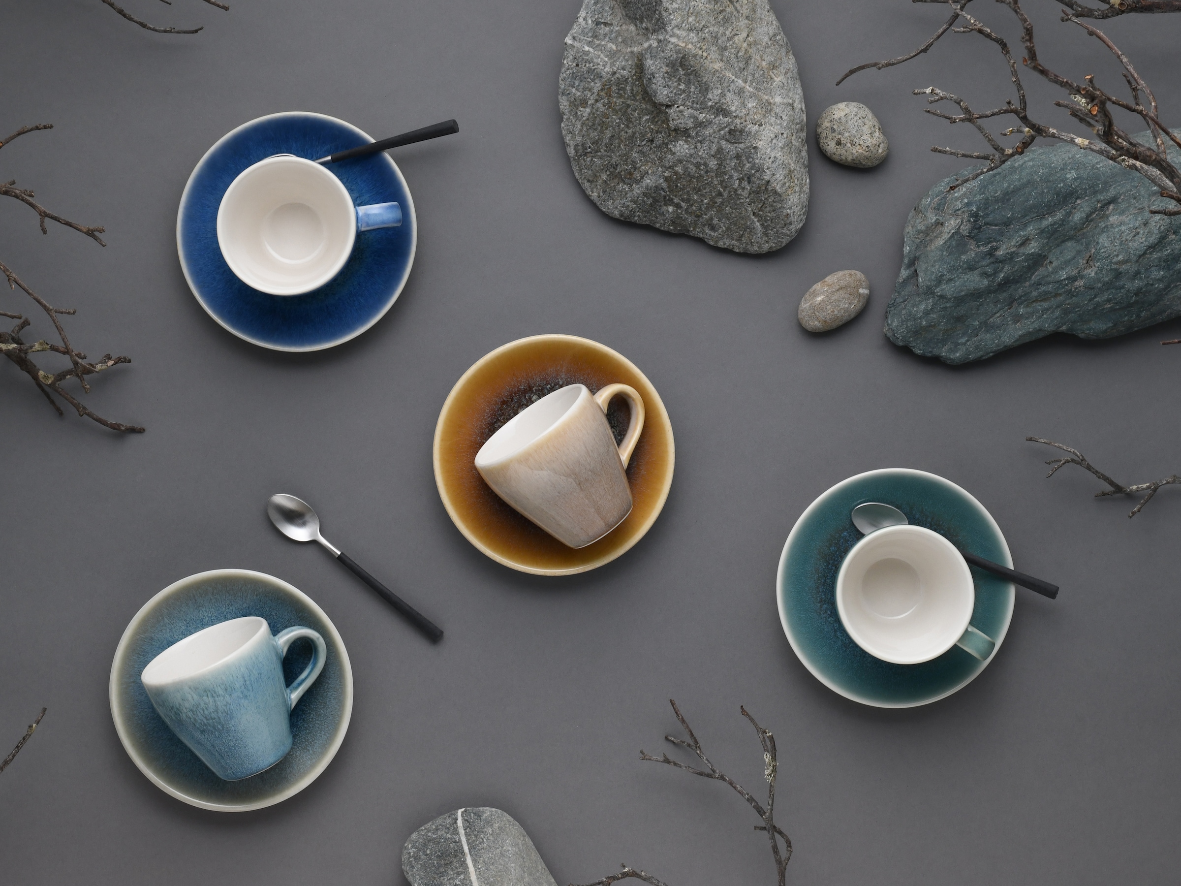CreaTable Espressotasse »Caldera Mix, Espresso-Set, 8-tlg.«, (Set, 8 tlg.), Reaktivglasur