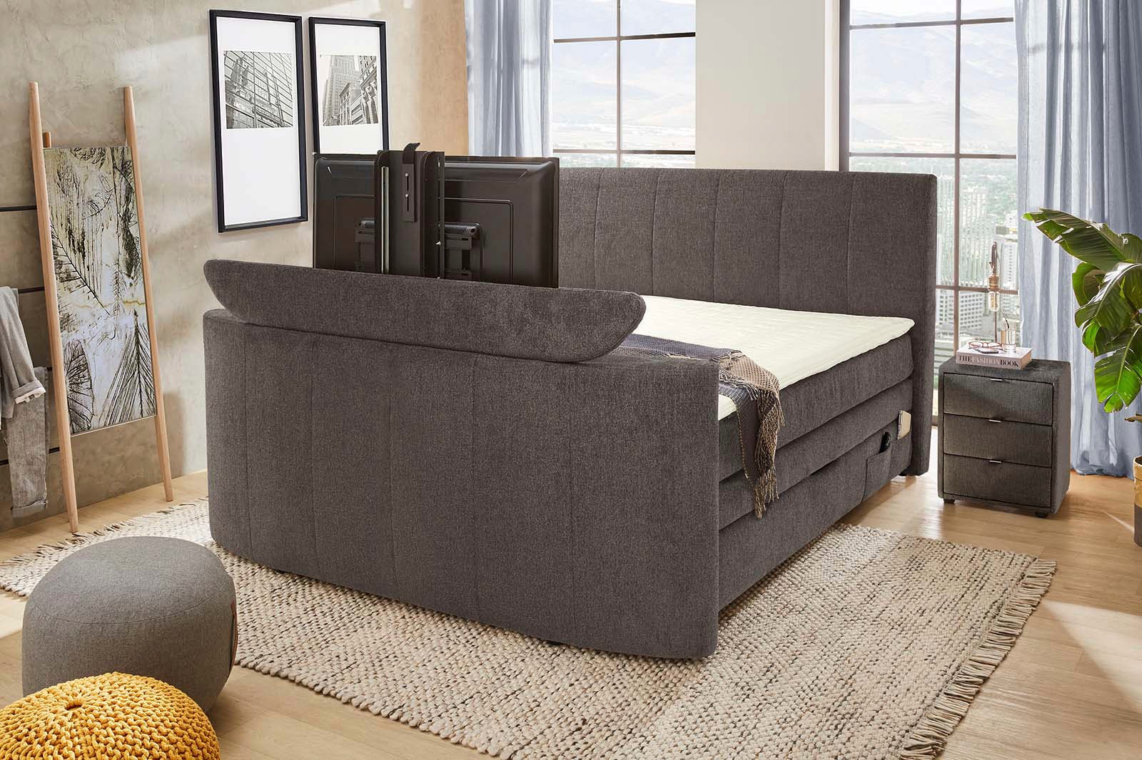Jockenhöfer Gruppe Boxspringbett »Bel Air«, mit versenkbarem TV-Lift (für bis zu 40 Zoll), Fernbedienung und Bettkasten/Stauraum
