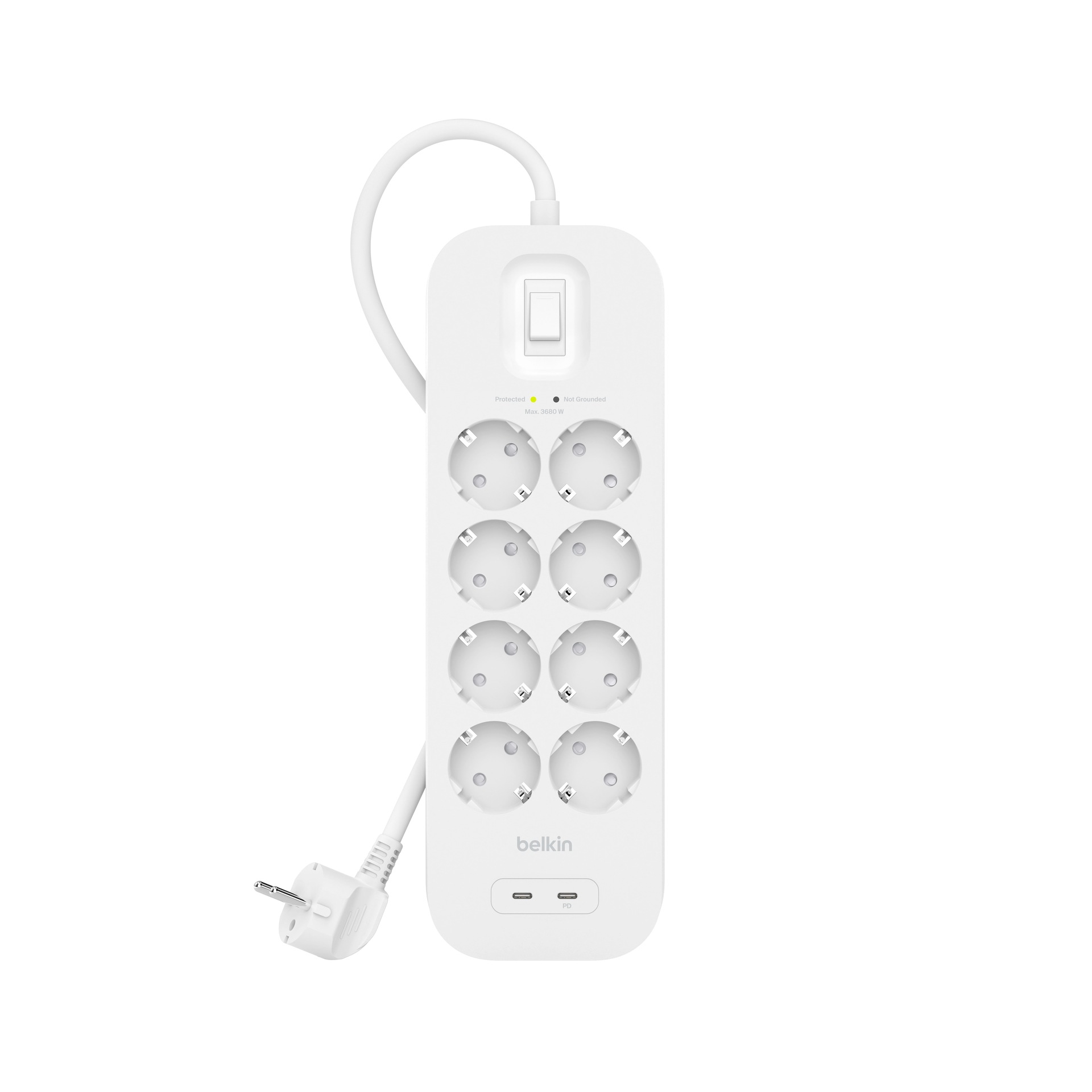 Belkin USB-Verteiler »Surge Plus Steckdosenleiste 8-Fach«, 30 Watt PD-Schnellladen